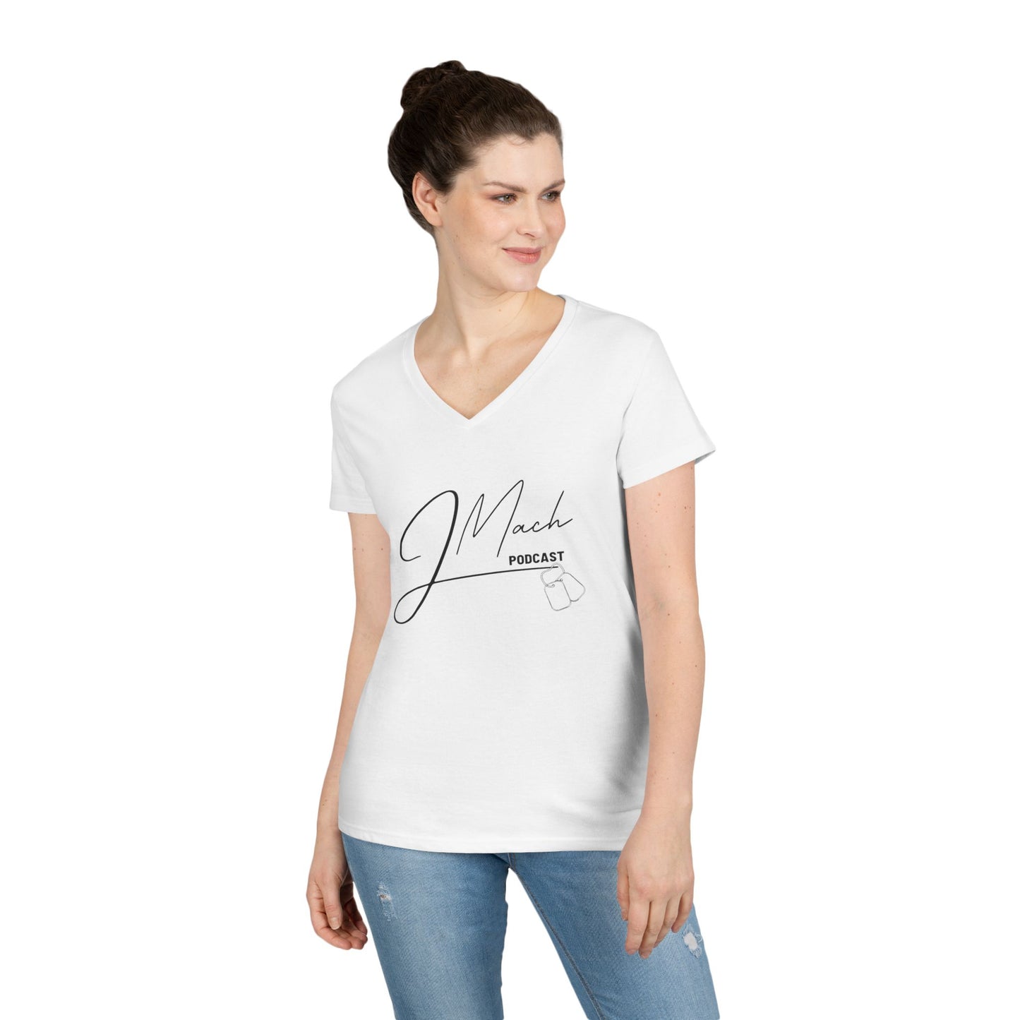 JMach Podcast Ladies' V-Neck T-Shirt