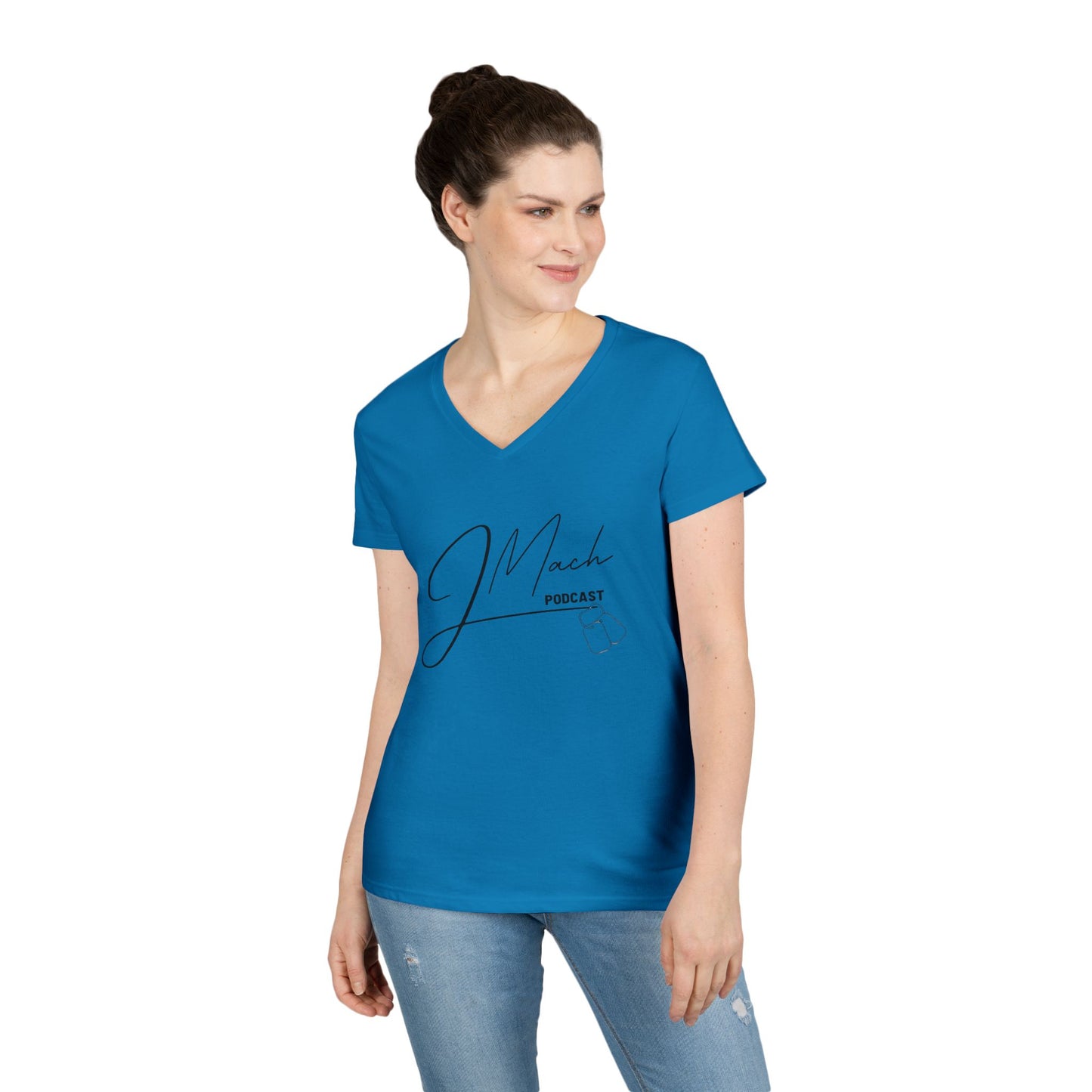 JMach Podcast Ladies' V-Neck T-Shirt