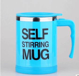 Coffee Self Stirrer Mug With Creative Handle, With Lid