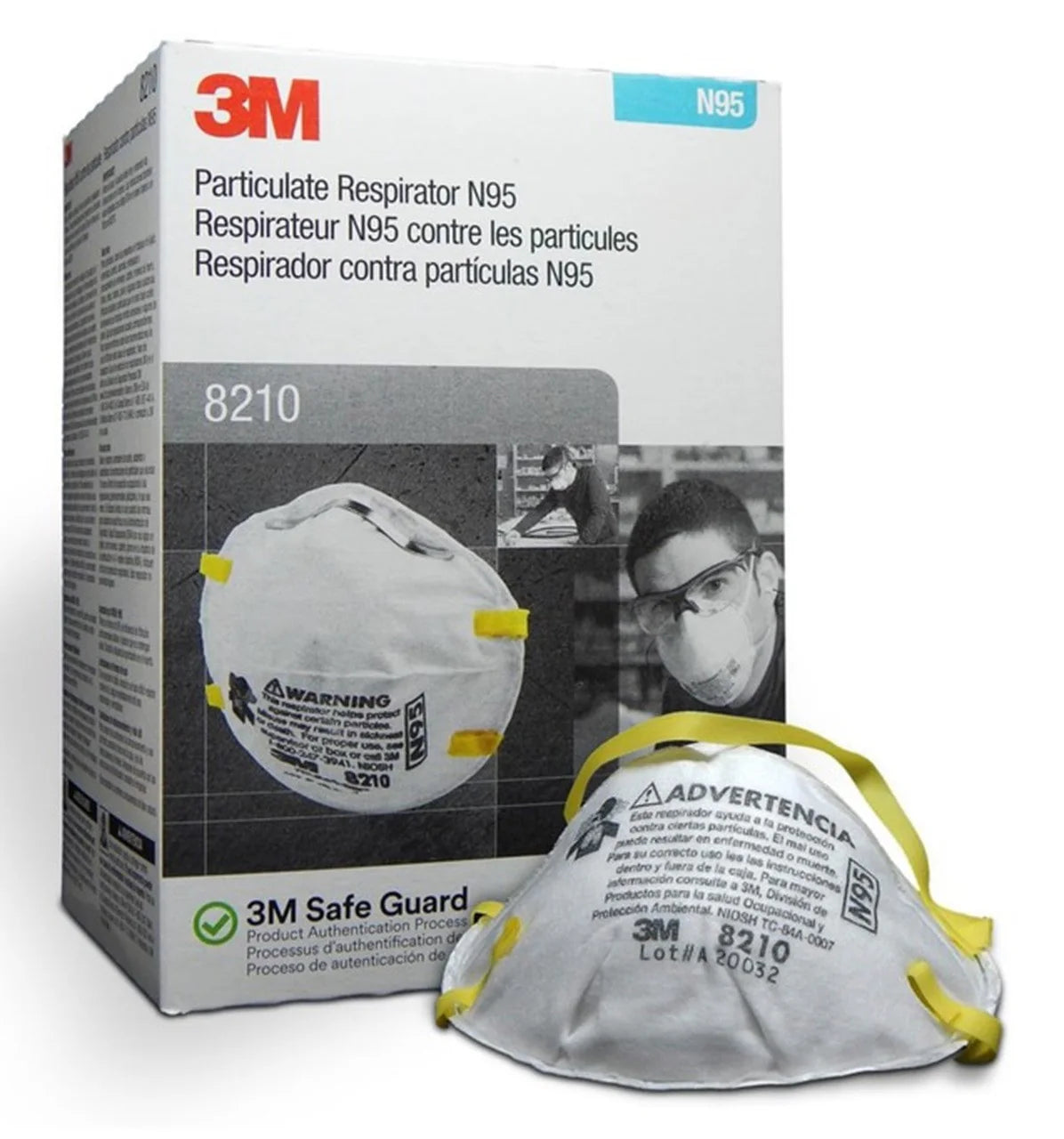 Box of 20 - 3M PARTICULATE RESPIRATOR 8210, N95