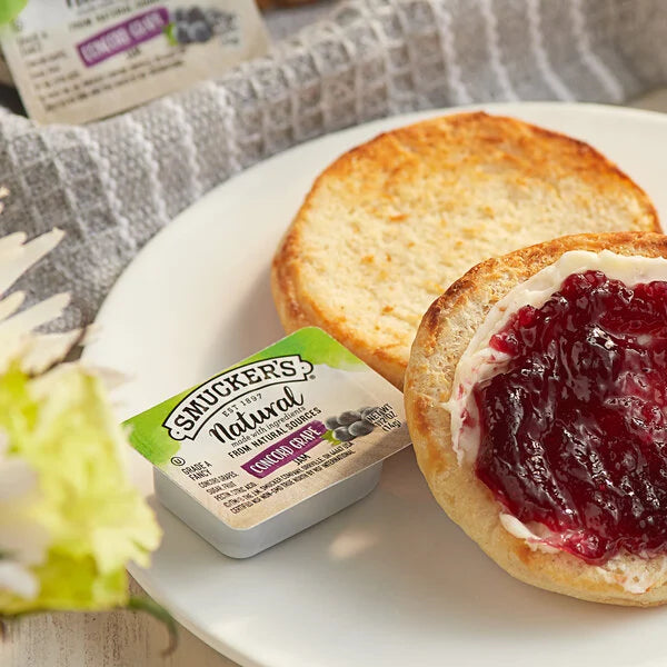 Smuckers 1/2 Ounce Natural Jam, 0.5 oz Container, Concord Grape, 200/Carton