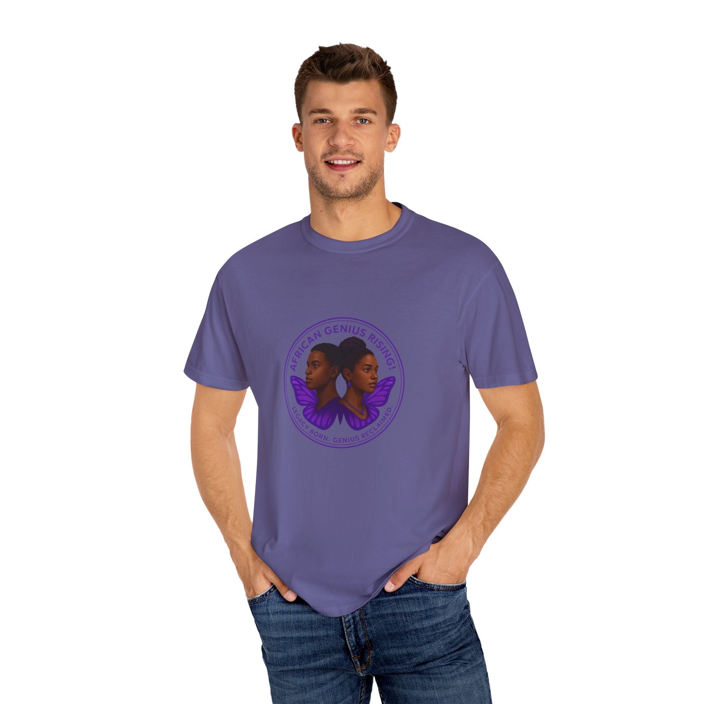 African Genius Rising Unisex Garment-Dyed T-shirt