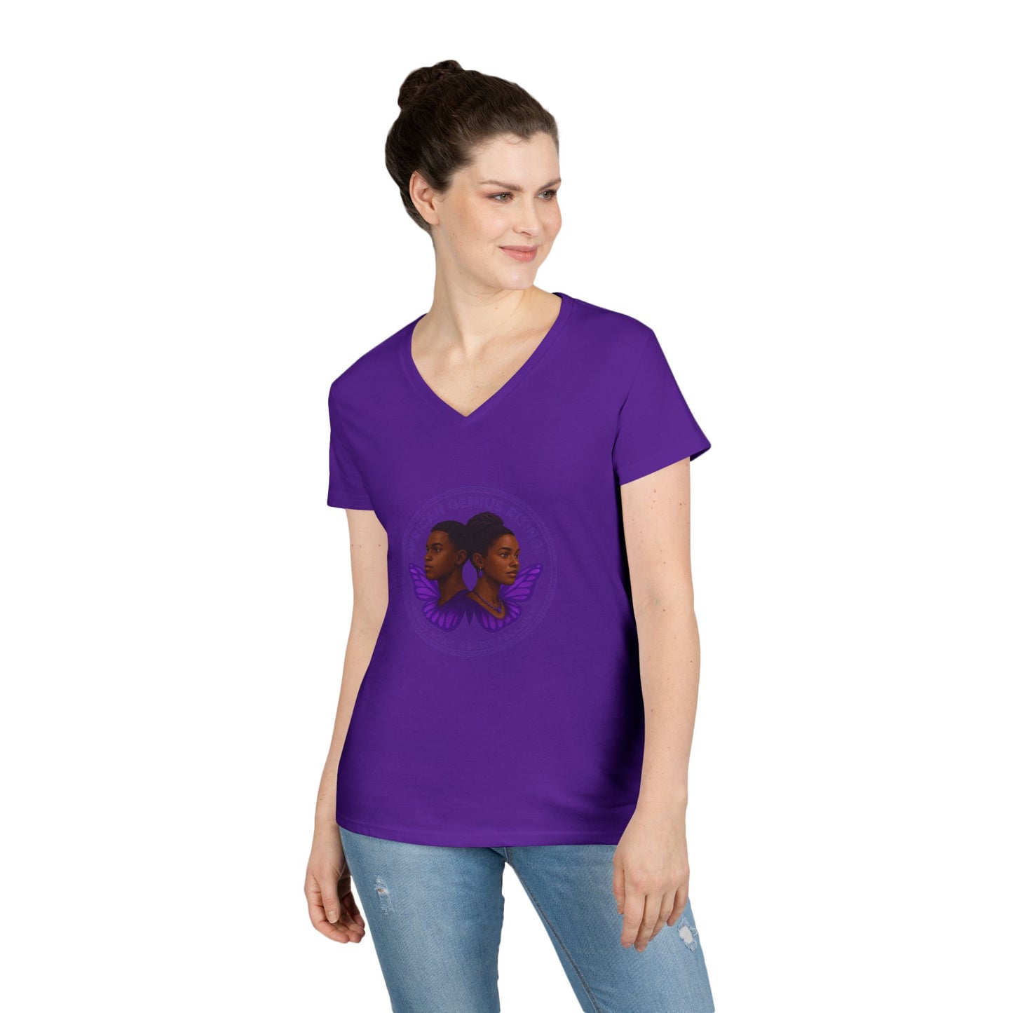 African Genius Rising Ladies' V-Neck T-Shirt
