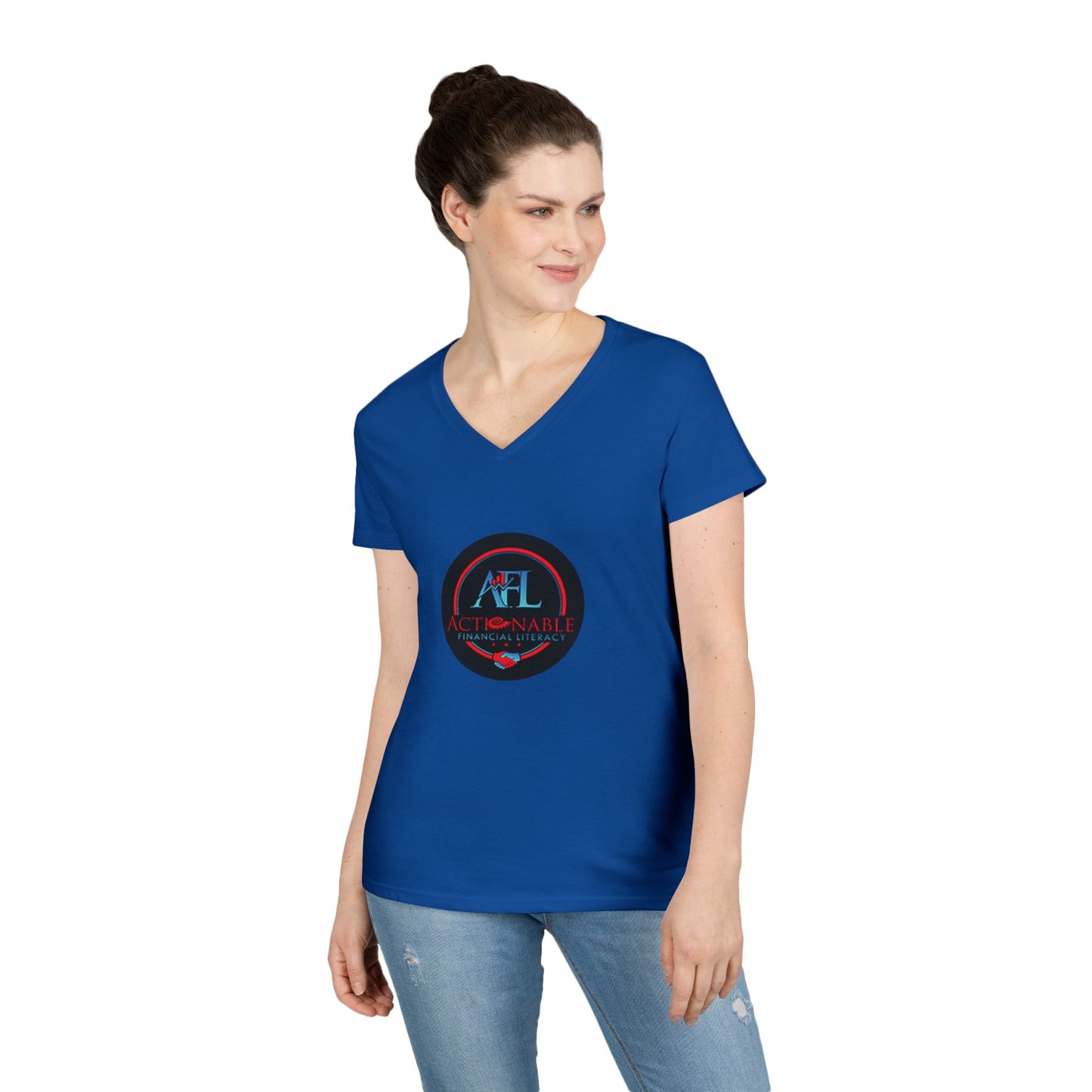 Actionable Financial Literacy Center Ladies' V-Neck T-Shirt