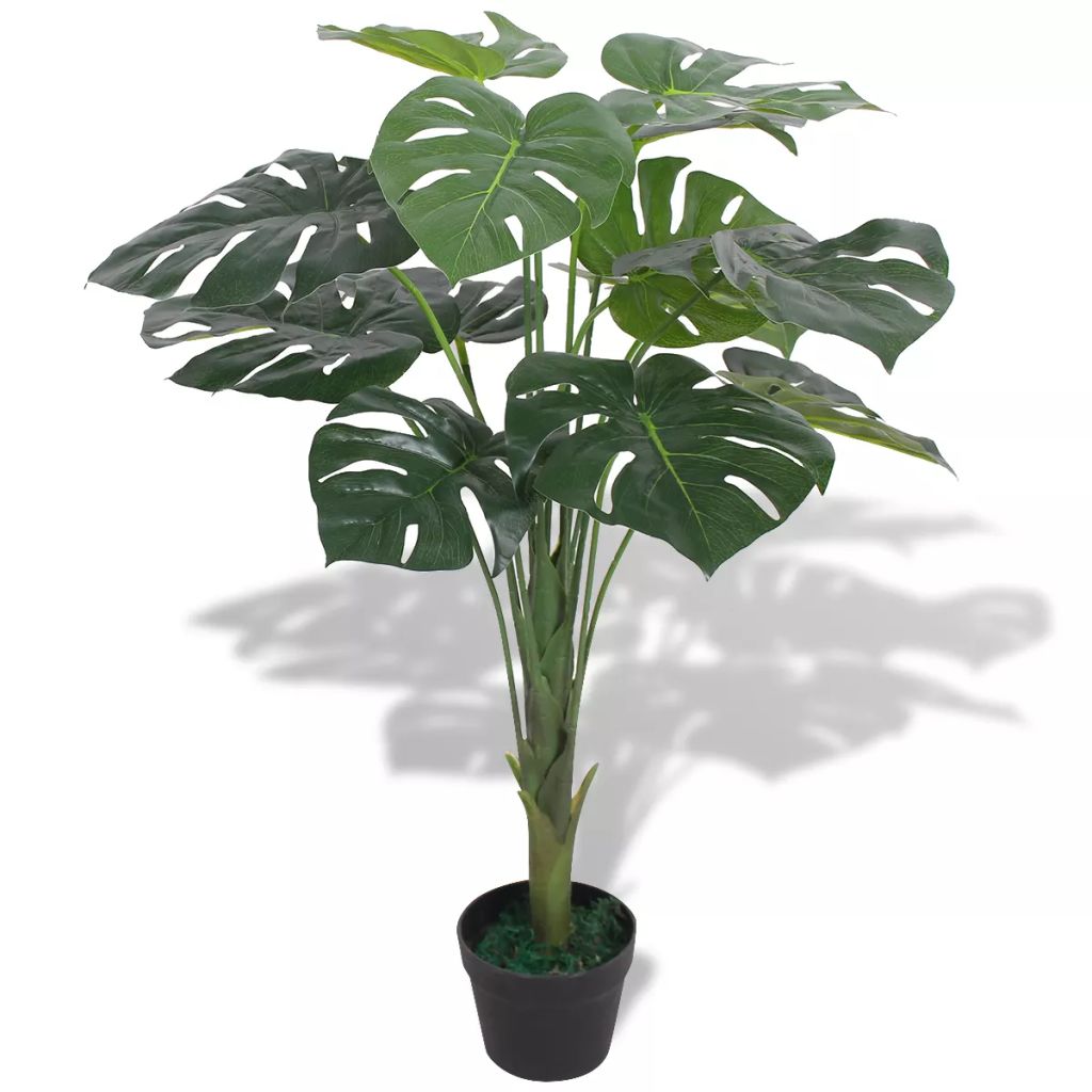 vidaXL Artificial Monstera Plant with Pot 17.7" Green