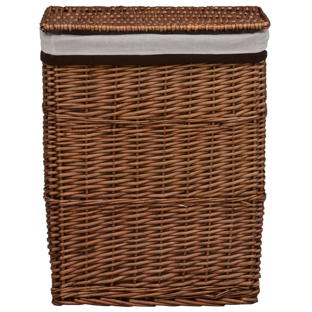 vidaXL Laundry Basket Willow Bathroom Household Supply Box Bin Brown/White