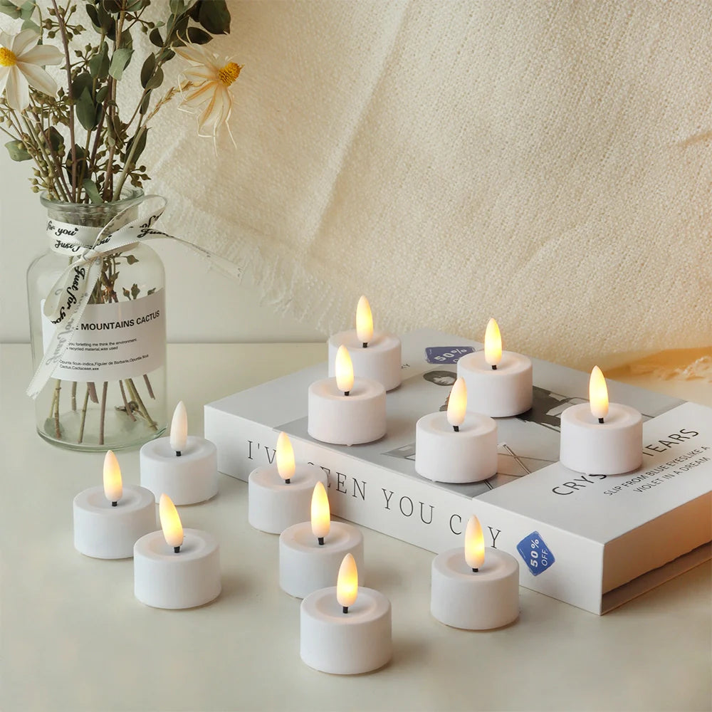 Set of 12 Flickering Flameless Candles(Warm White)