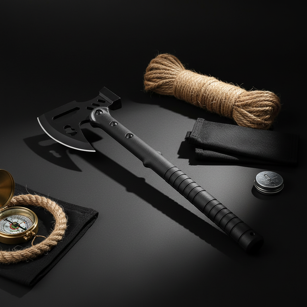 Stainless Steel Multi-Functional Survival Axe & Hammer | Outdoor Camping, Rock Climbing & Adventure Tool-4