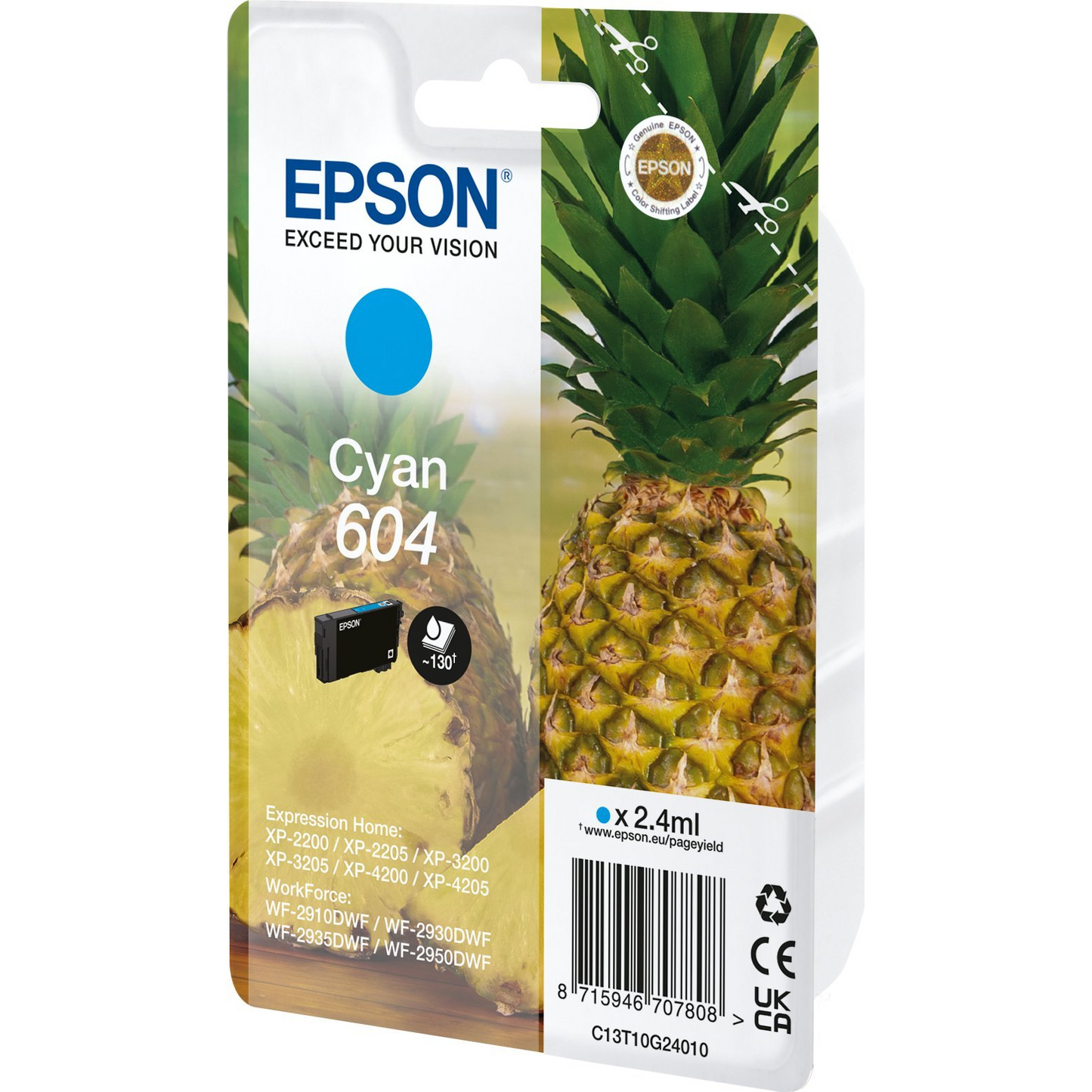 Epson 604 atramentová náplň 1 kusov Originál Štandardná výťažnosť Azúrová (C13T10G24020)