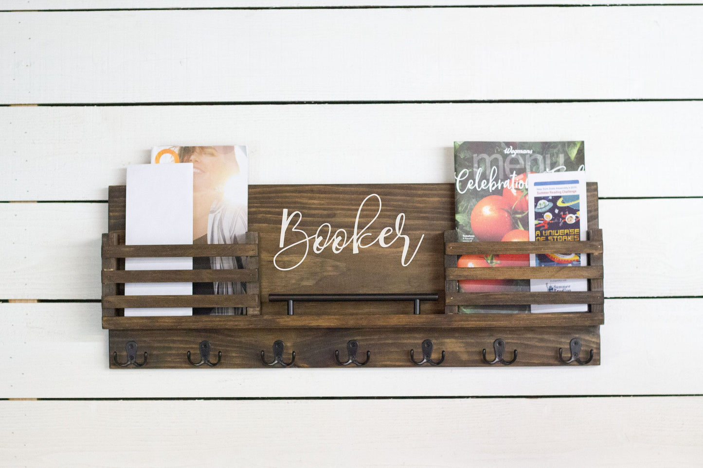 Double Mail Holder with Key Hooks