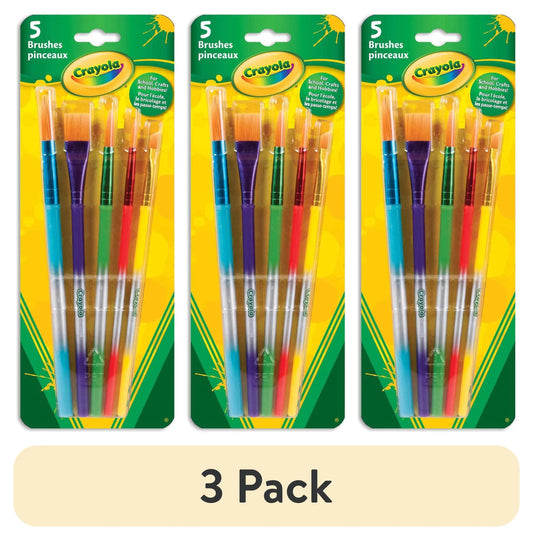 (3 Pack)  Paintbrush Set, 5 Paint Brush Styles, School Supplies, Kindergarten Supplies, Kids Paint Supplies