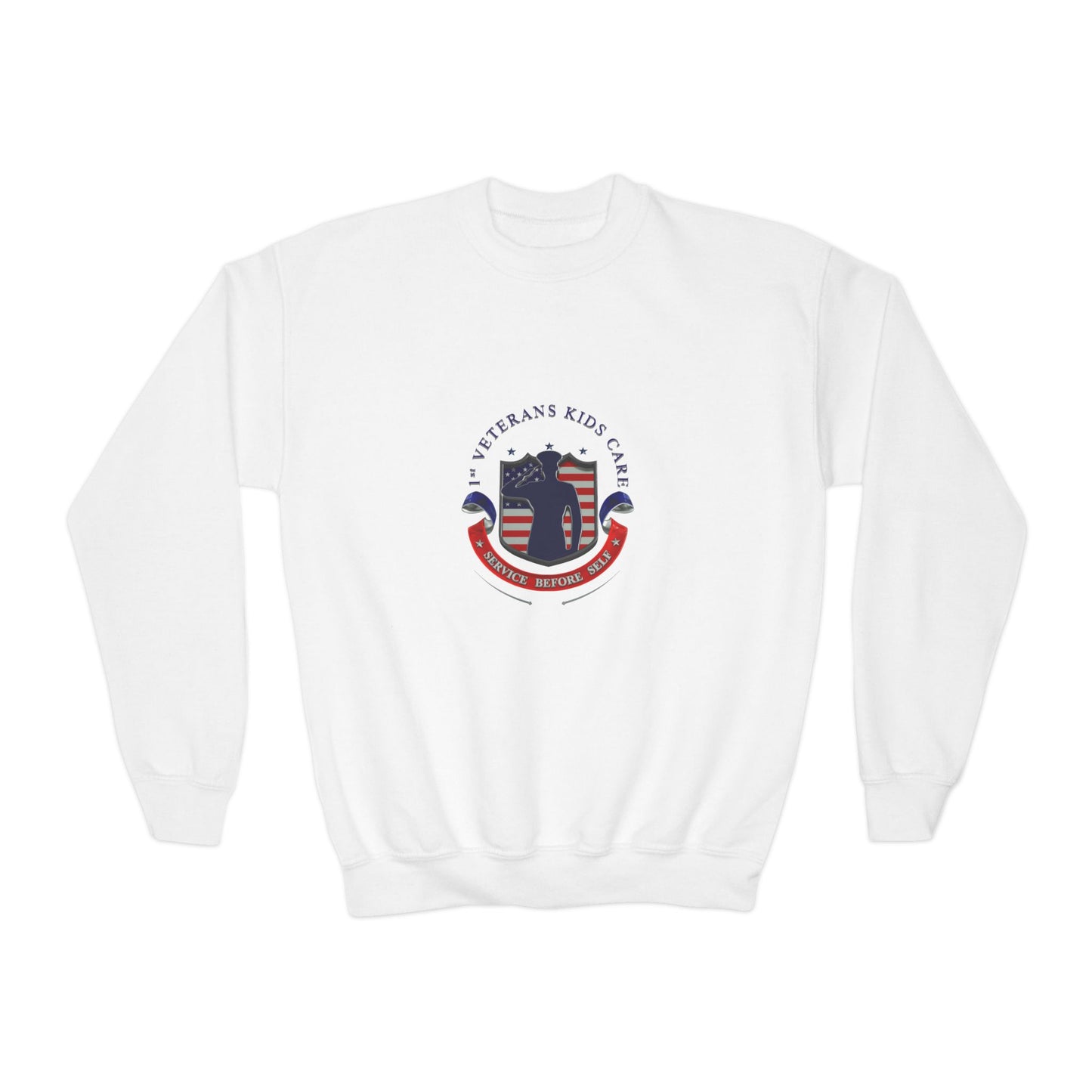 1st Veterans Kids Care Youth Crewneck Sweatshirt