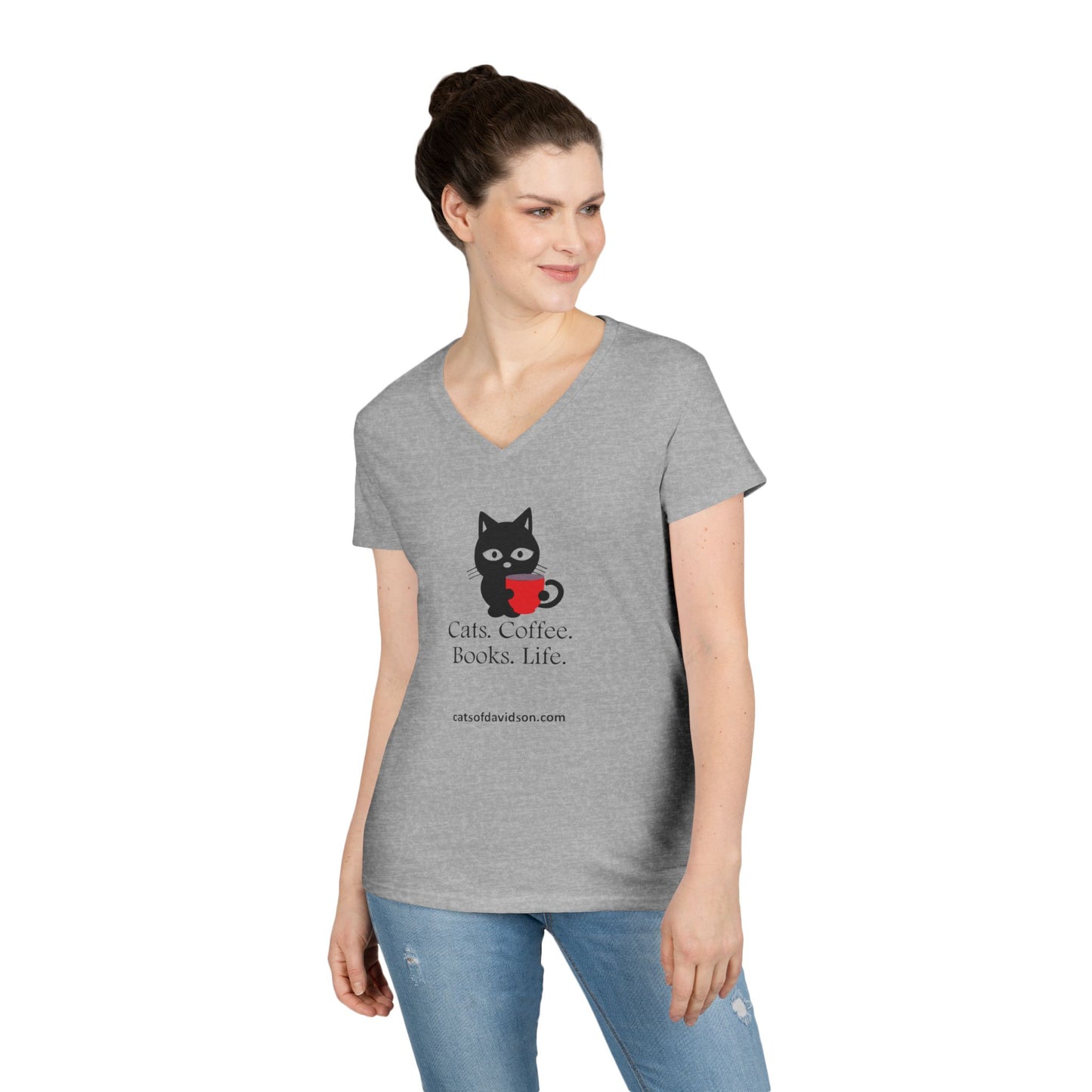 Cats of Davidson Ladies' V-Neck T-Shirt - Books Life