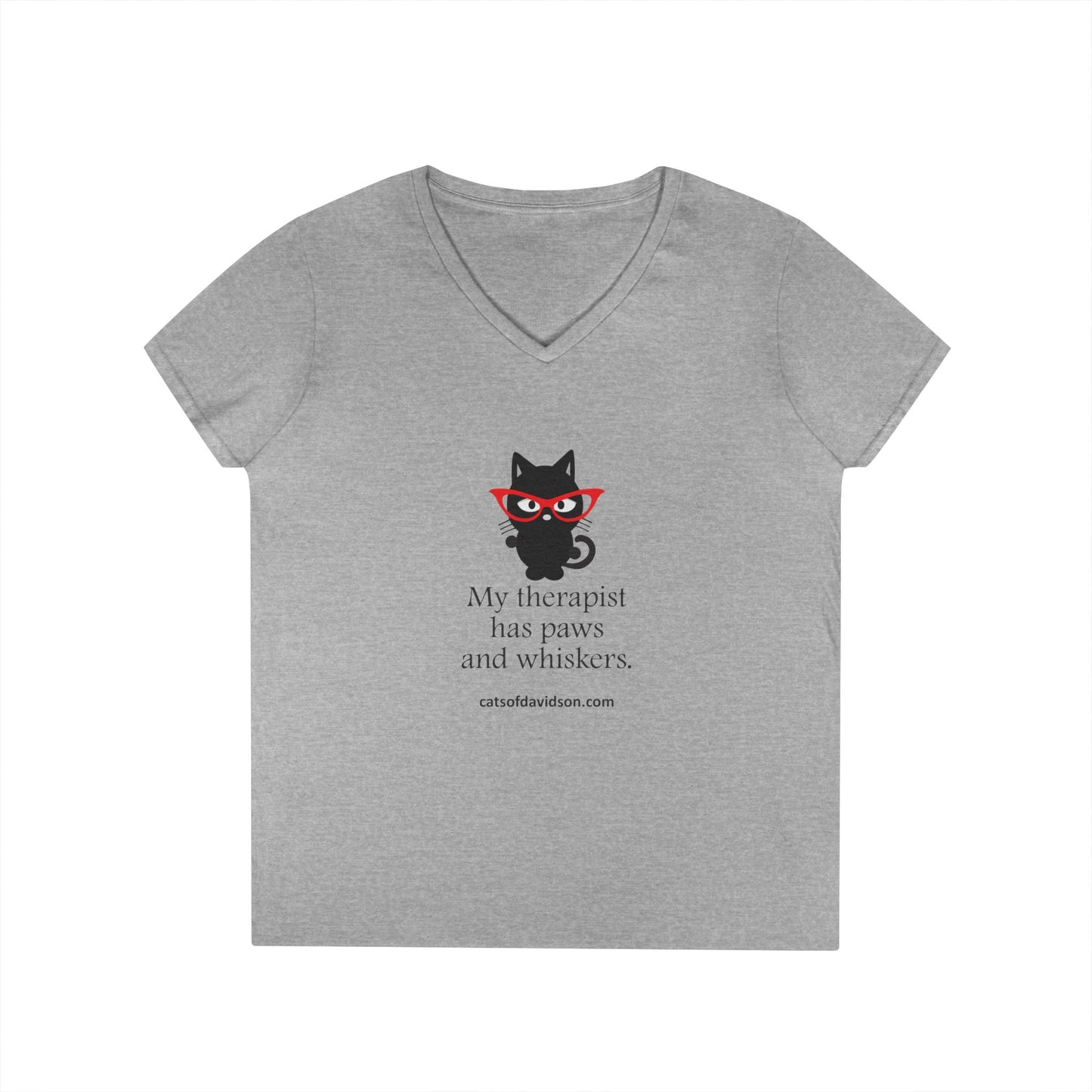 Cats of Davidson Ladies' V-Neck T-Shirt - Cat Therapist