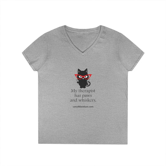 Cats of Davidson Ladies' V-Neck T-Shirt - Cat Therapist