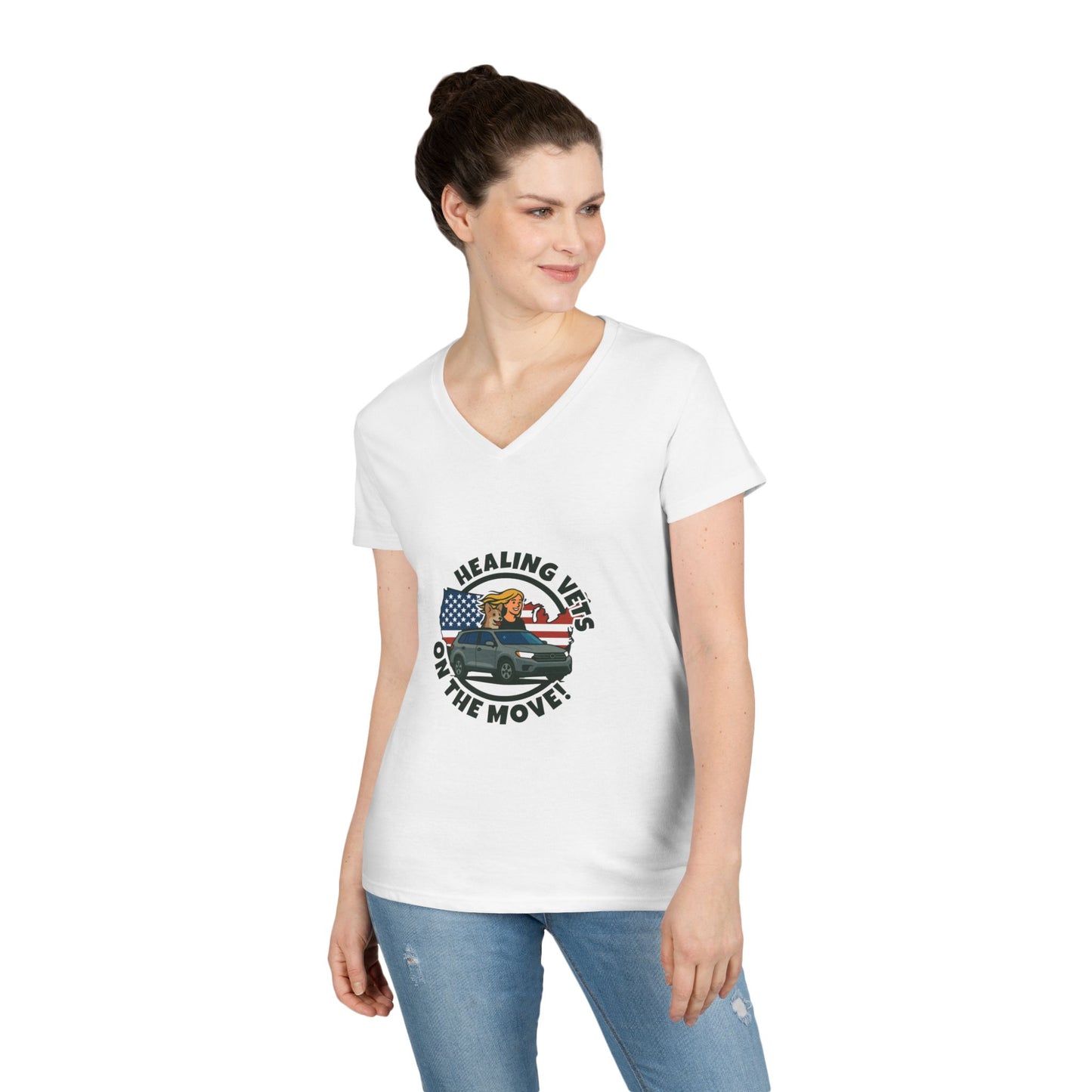 Healing Vets on the Move Ladies' V-Neck T-Shirt