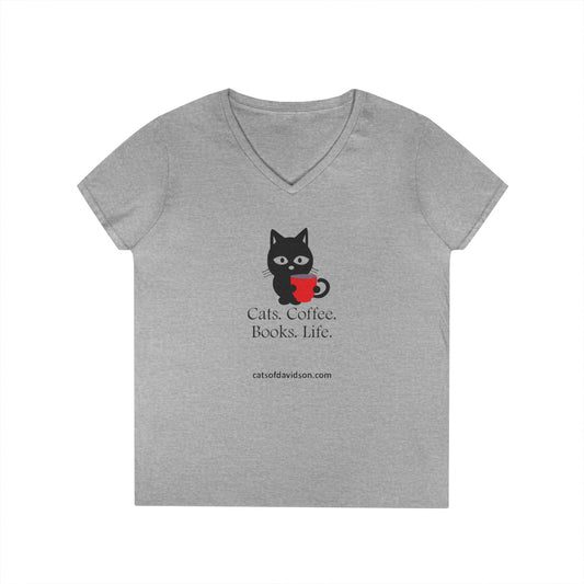 Cats of Davidson Ladies' V-Neck T-Shirt - Books Life