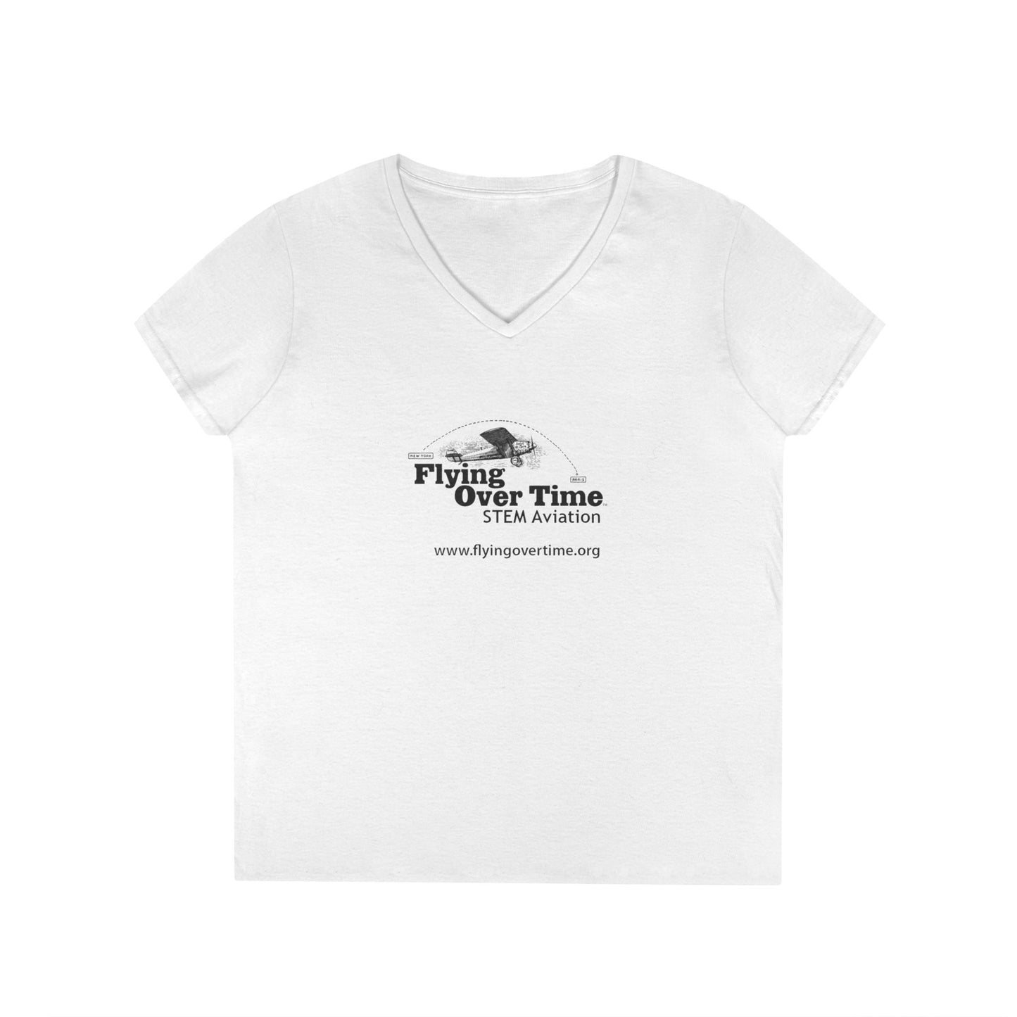 Flying Over Time Ladies' V-Neck T-Shirt