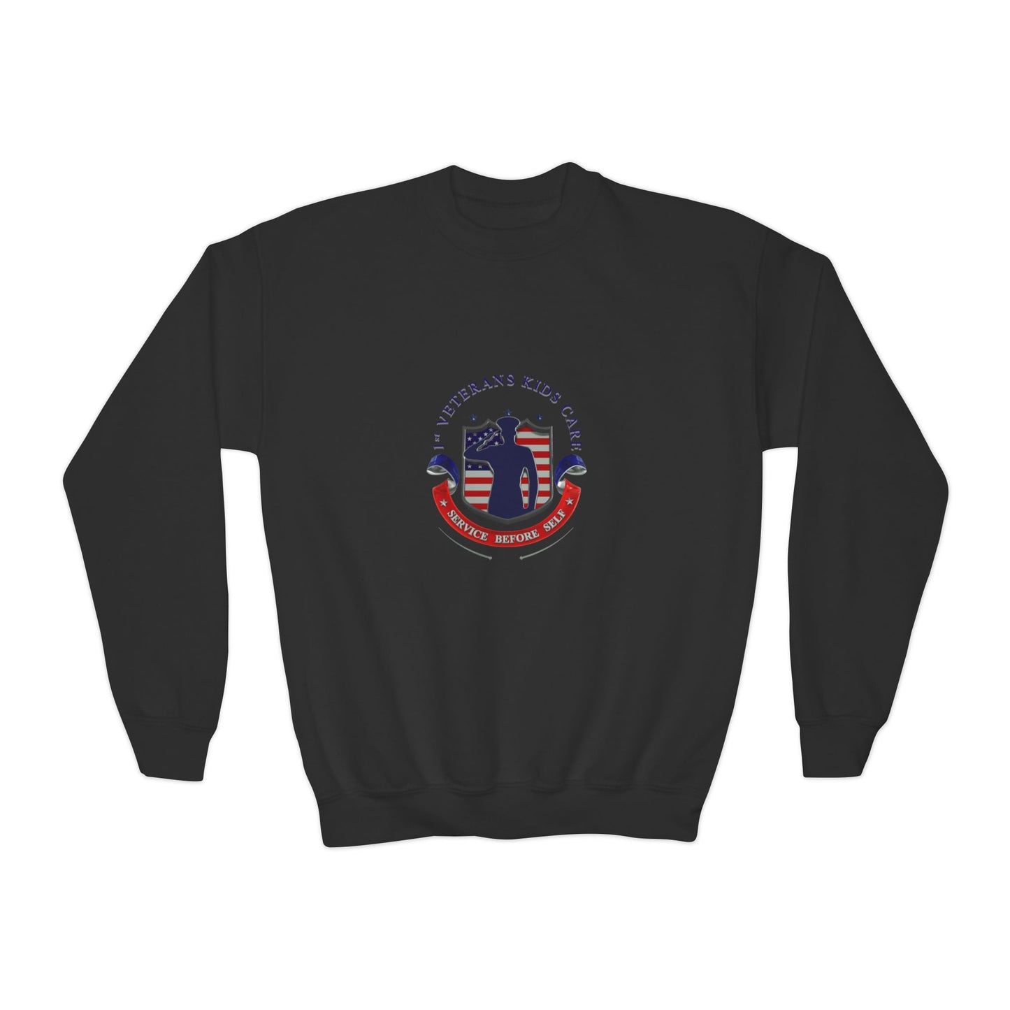 1st Veterans Kids Care Youth Crewneck Sweatshirt