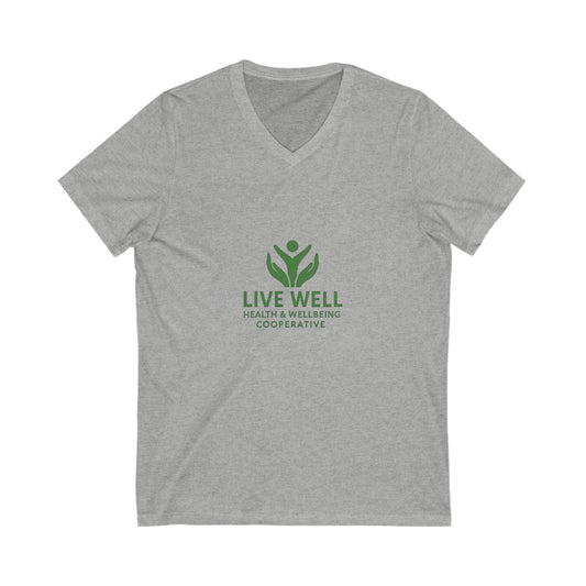 Live Well Cooperative Unisex Jersey Short Sleeve V-Neck Tee