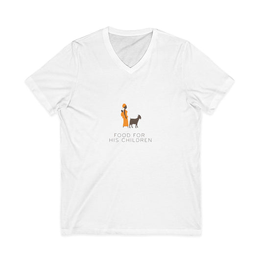 Food For His Children Unisex Jersey Short Sleeve V-Neck Tee
