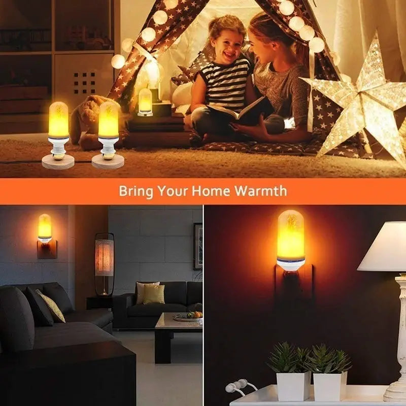 NNETM Twinkling Yuletide Flames: 4pc LED Christmas Light Bulb Set