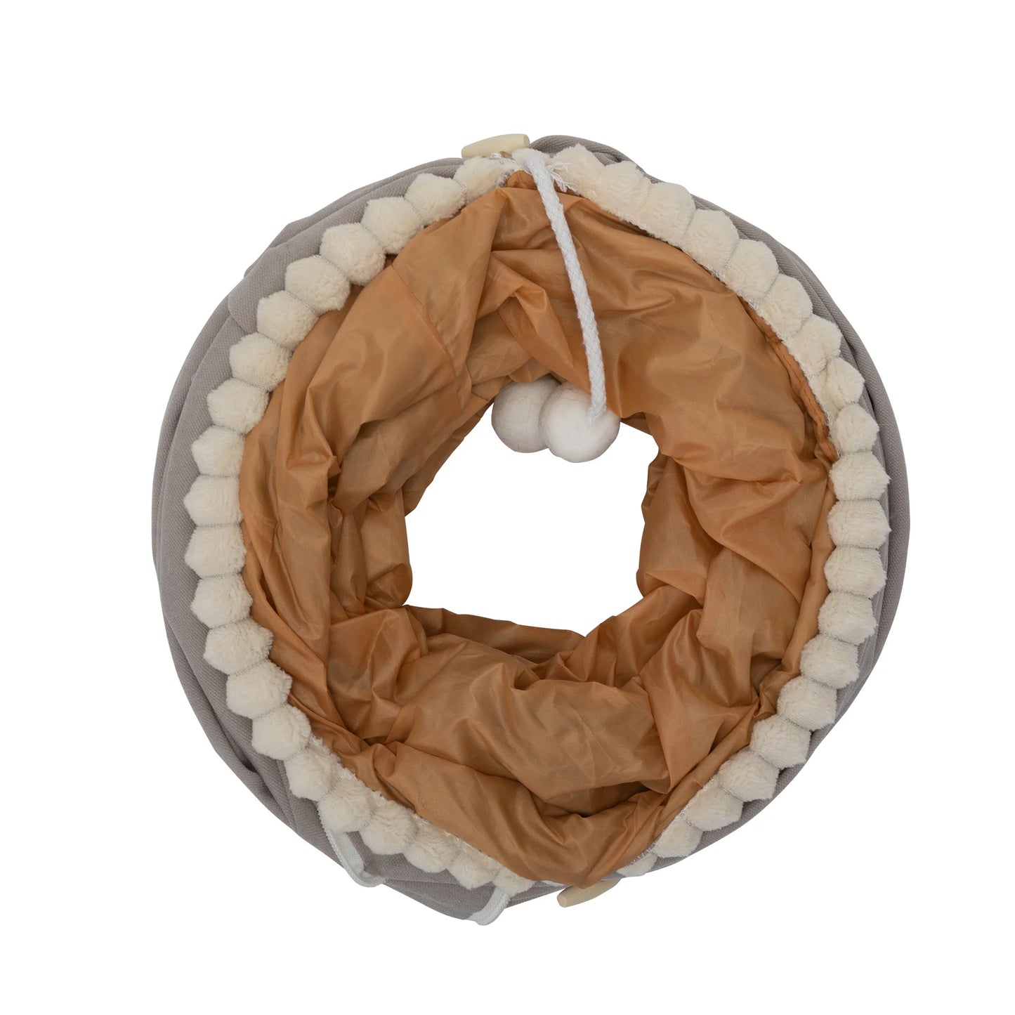 Collapsible Cat Tunnel Bed;  Hide Tunnel for Indoor Cats with Hanging Toys and Cushion Mat;  XH