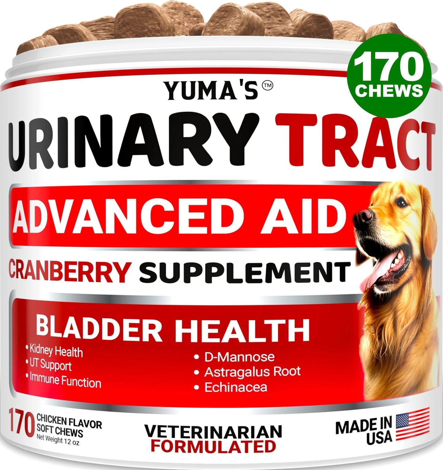 Dog UTI Treatment 170 Treats Cranberry Supplement for Dogs Bladder Control for Dogs