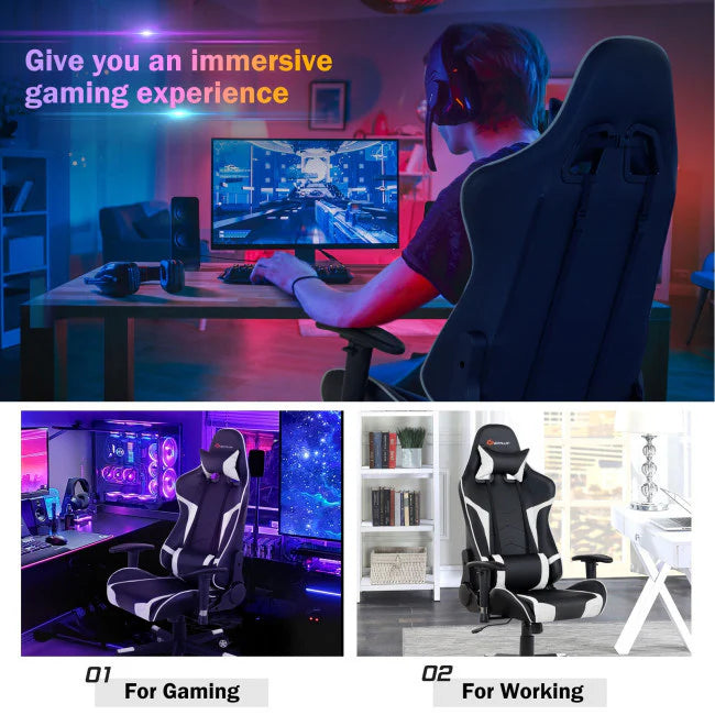 Reclining Swivel Massage Gaming Chair with Lumbar Support