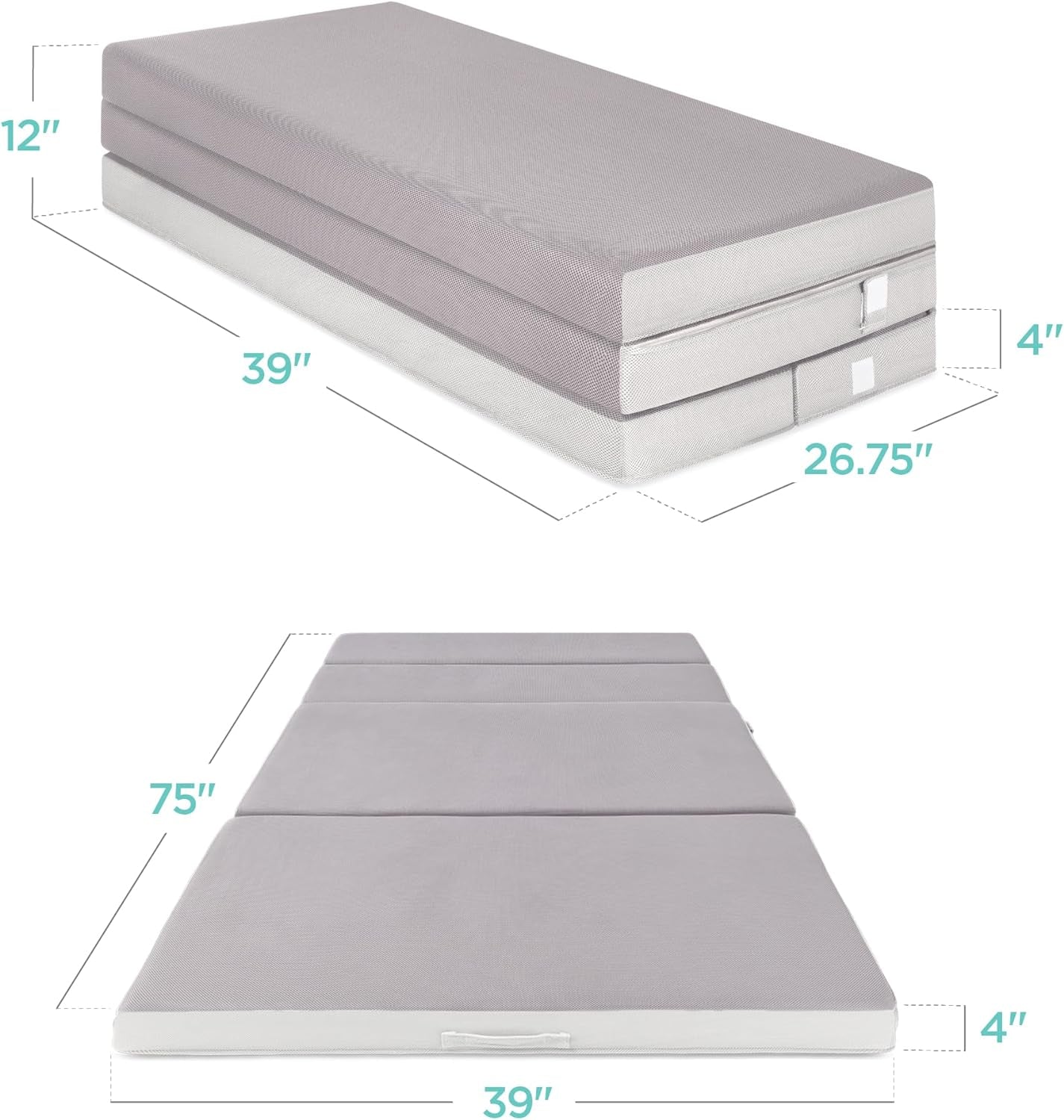 Portable Tri-Fold Foam Mattress Ideal For Guests Camping