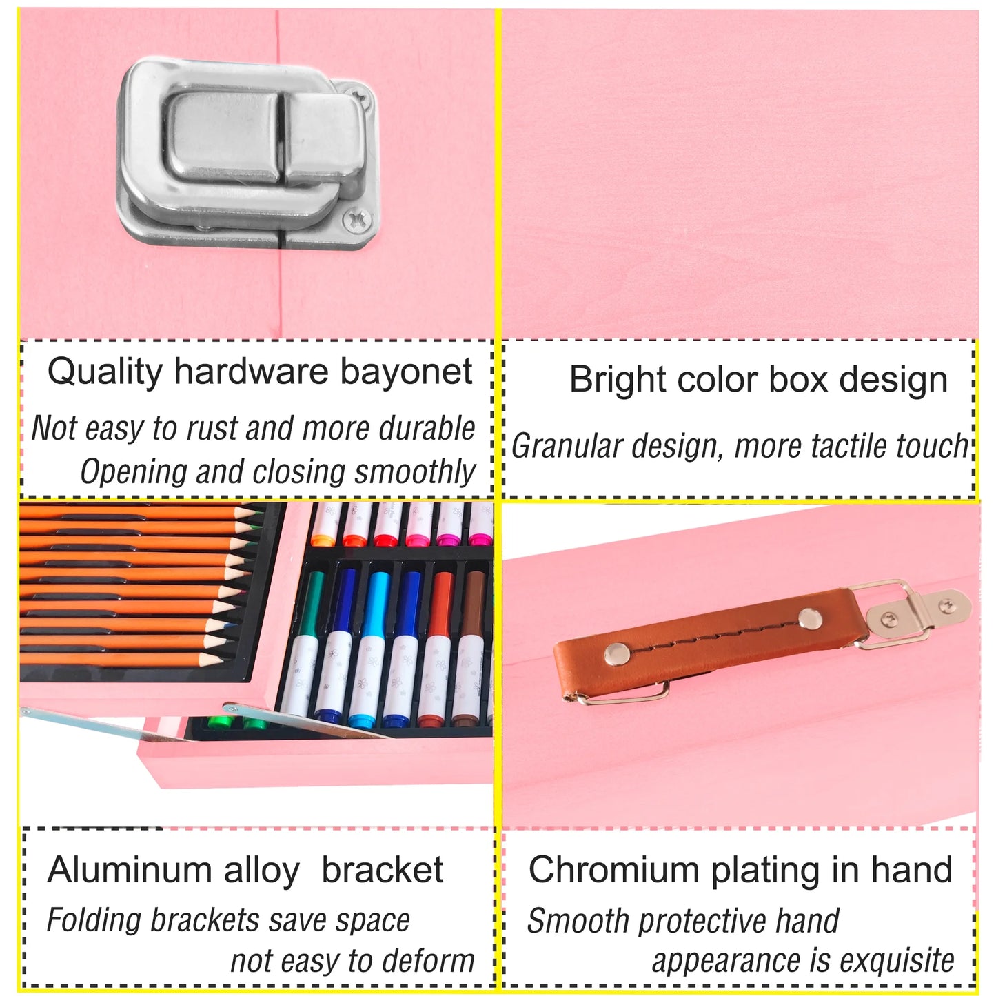 139 Pack Deluxe Portable Double Layers Wooden Coloring Drawing Kit with Sketch Pads, Art Set Gift for Artist Adults Beginners Kids (Pink)