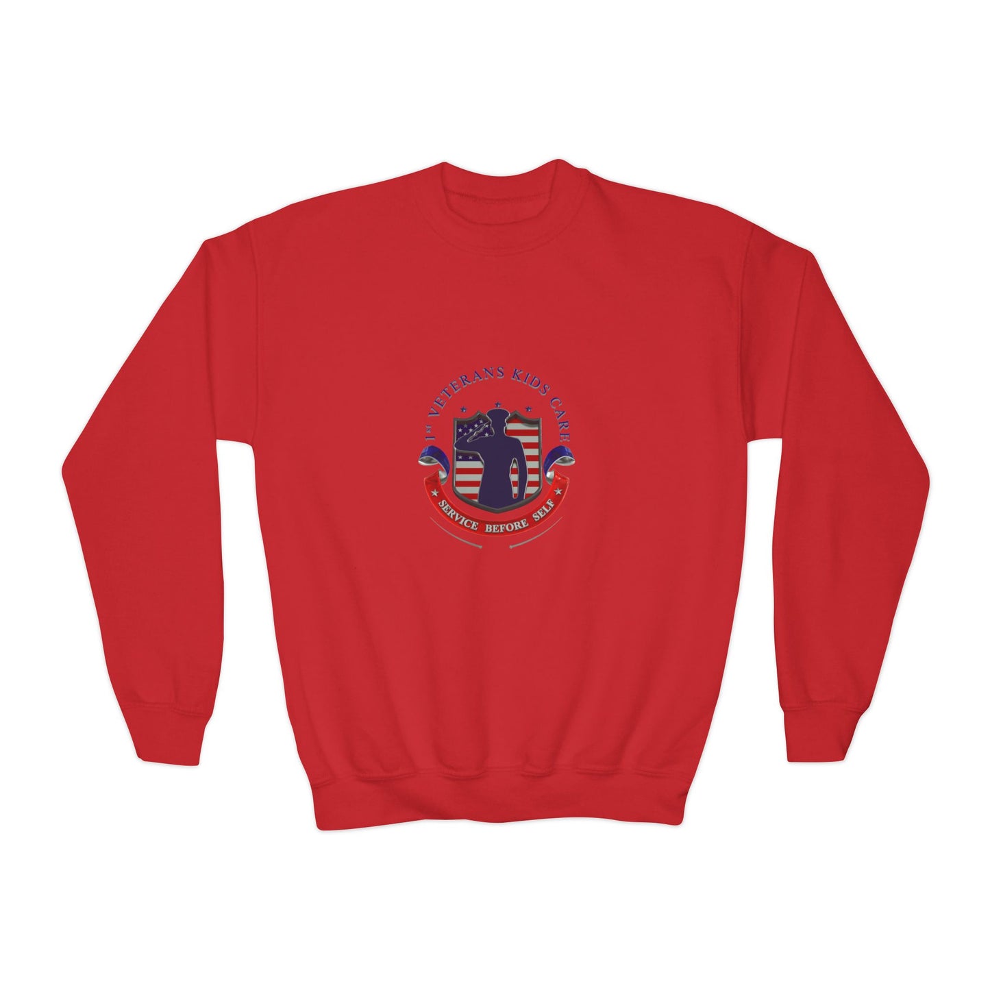 1st Veterans Kids Care Youth Crewneck Sweatshirt