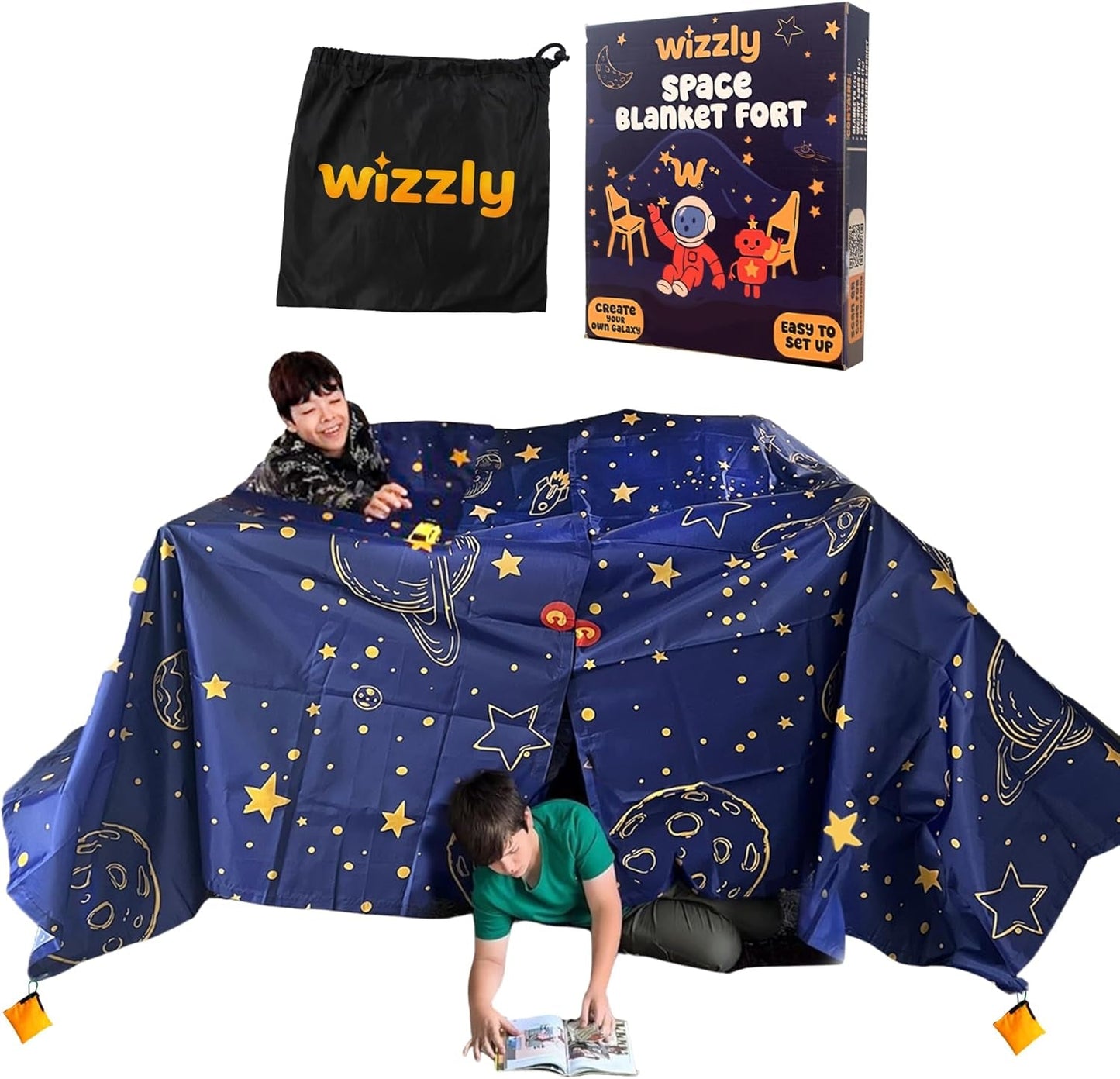 Space Blanket Fort Kit For Kids Four Piece Portable Play Tent Indoor Outdoor