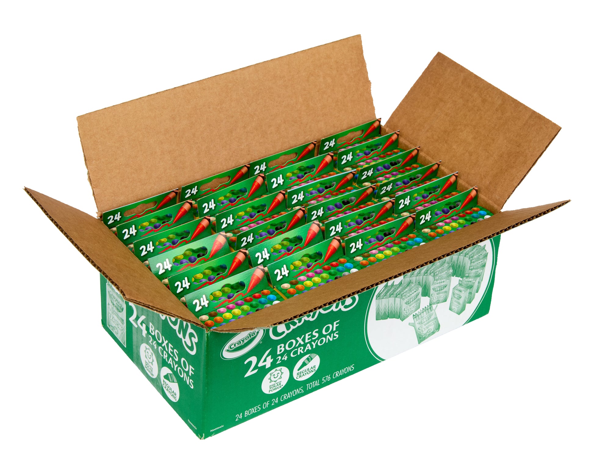 Crayons Bulk (24 Packs of 24), Valentines Day Party Supplies, Classic Colors, 3+