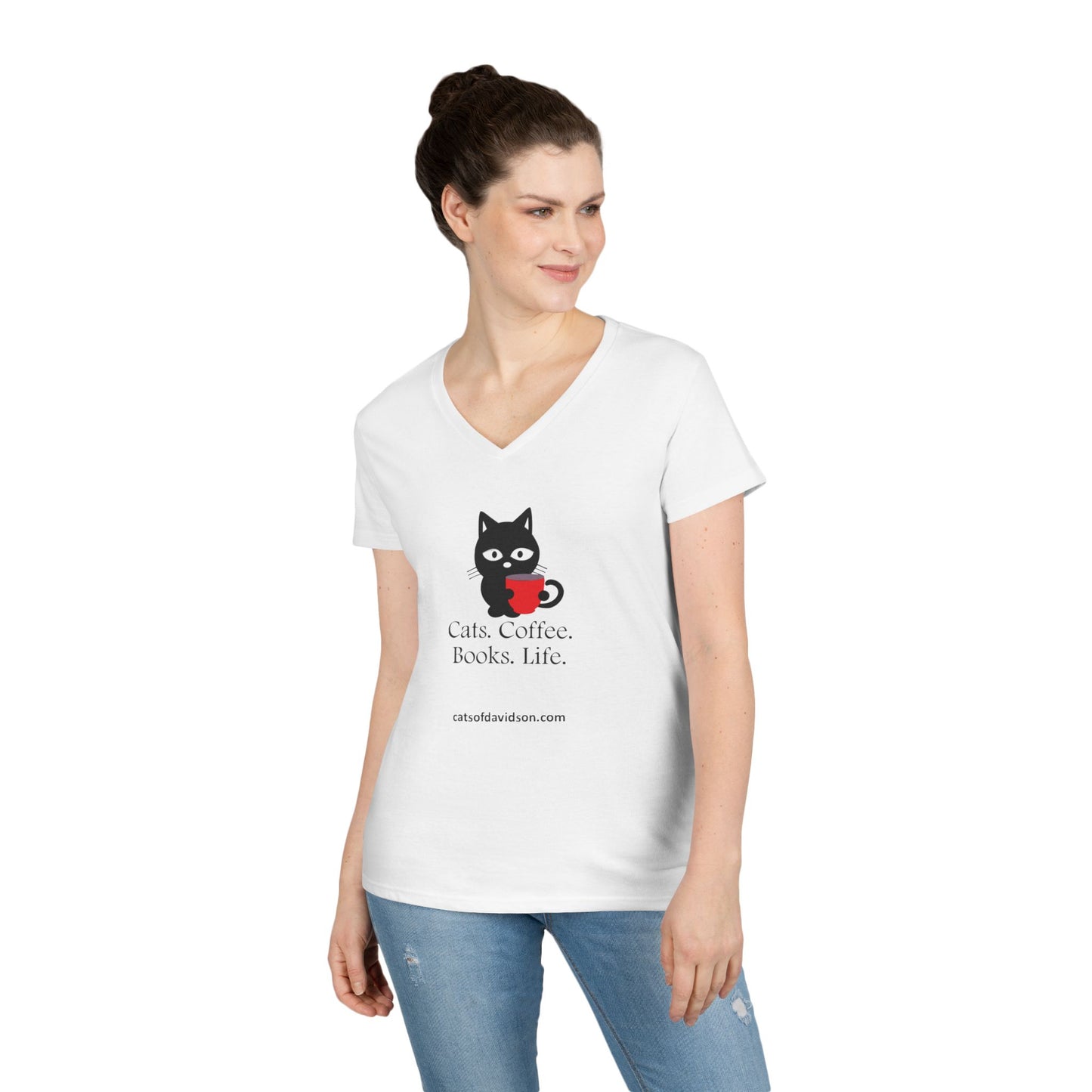 Cats of Davidson Ladies' V-Neck T-Shirt - Books Life