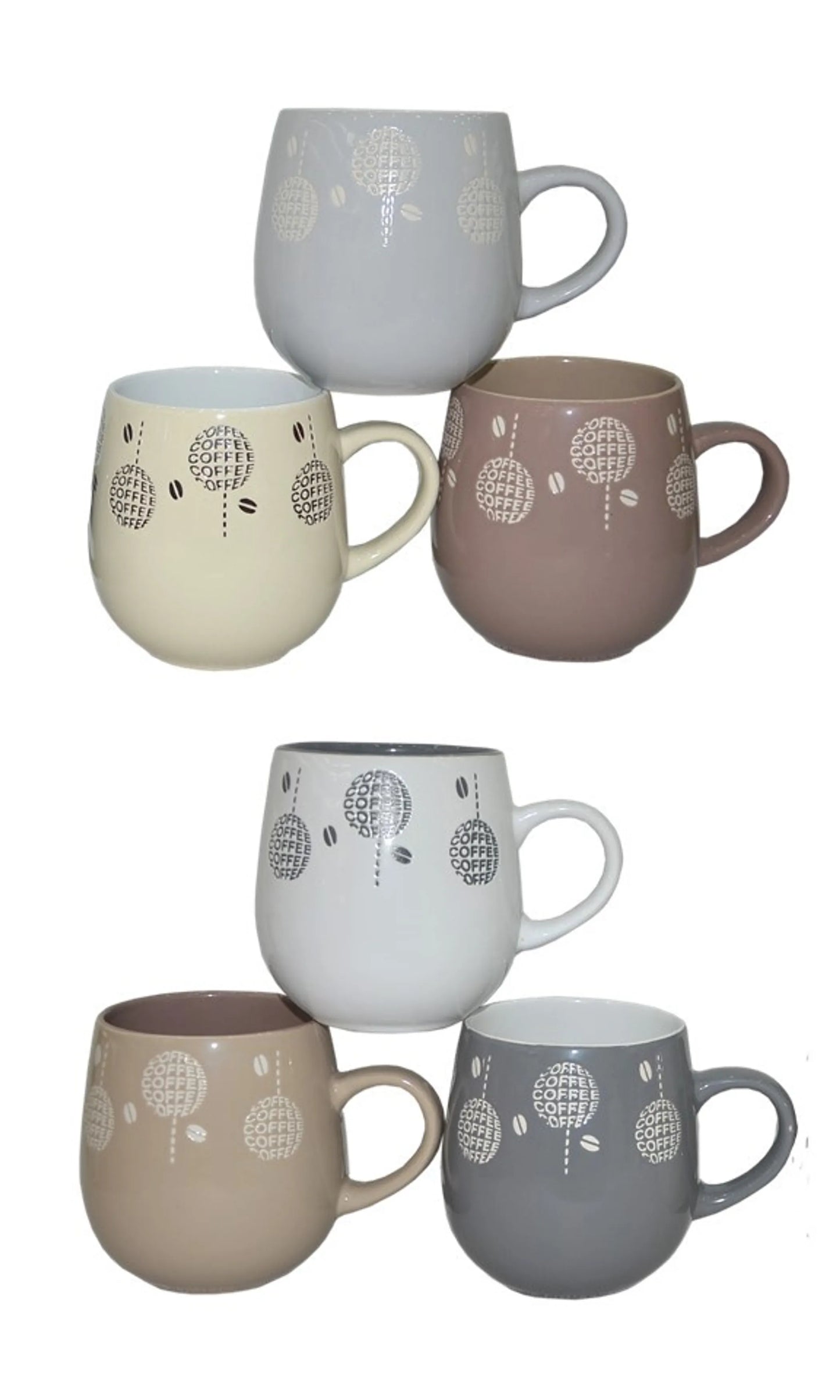 MARCELLE 6PC MUG SET (17OZ) WITH RACK AND COLOR BOX