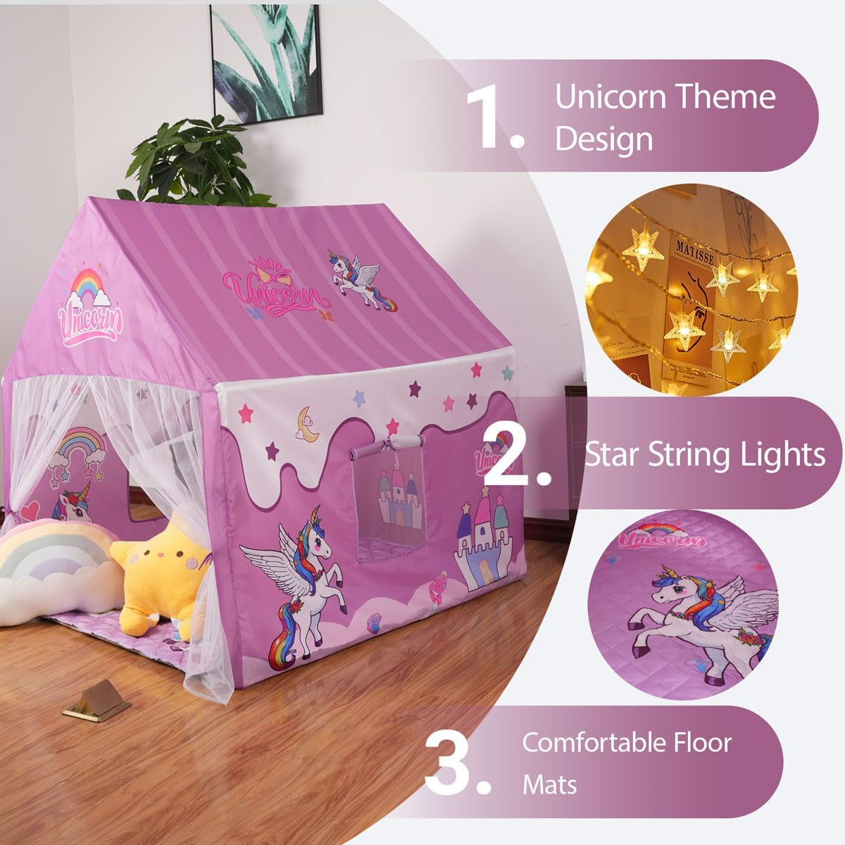 Princess Unicorn Castle Play Tent Magenta Extra Large