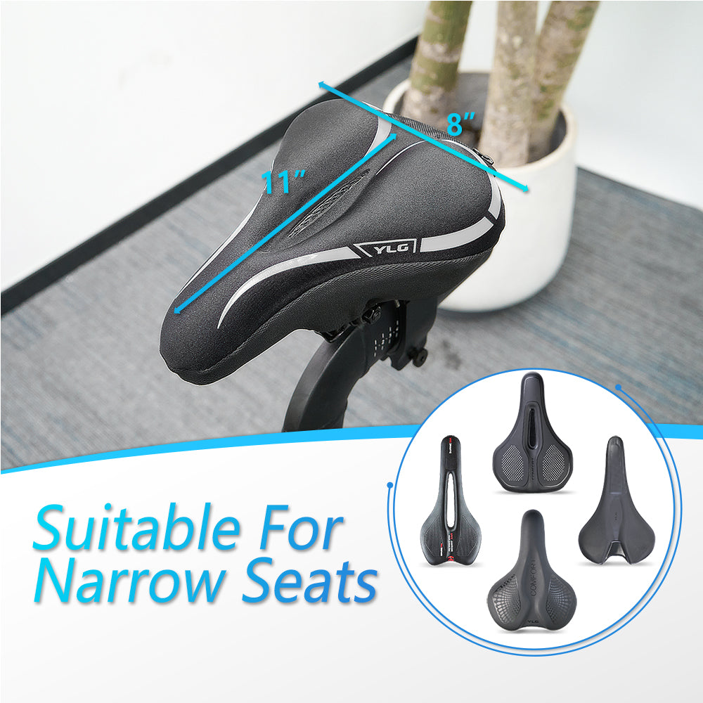 YC 7, YLG Silver White Memory Foam Bike seat Cover  11" x 7" White