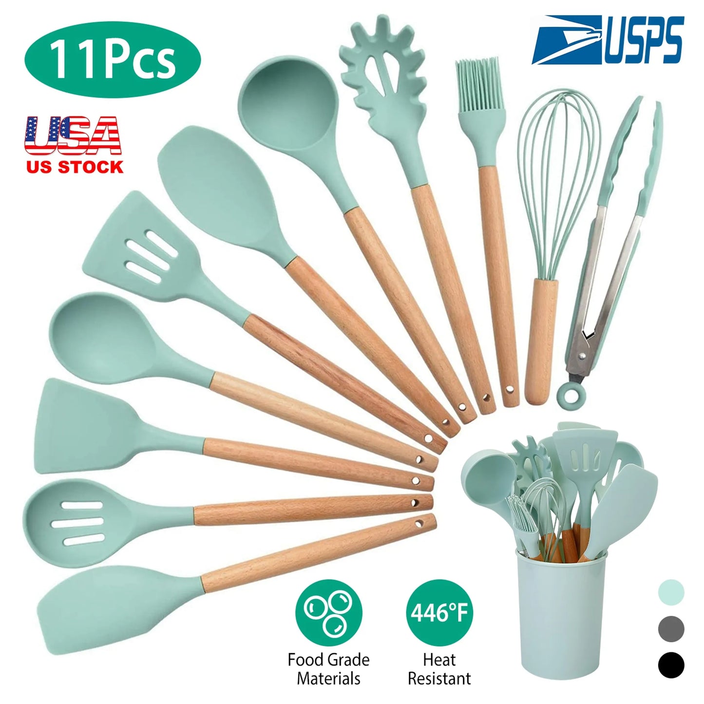 11Pcs Silicone Cooking Utensil Set