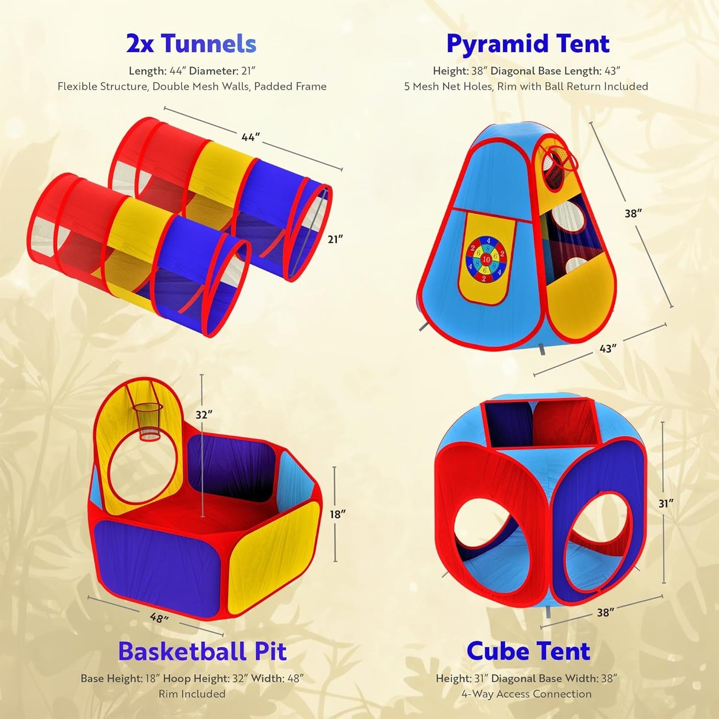 All Weather Indoor Outdoor Kids Play Tent Ball Pit Set