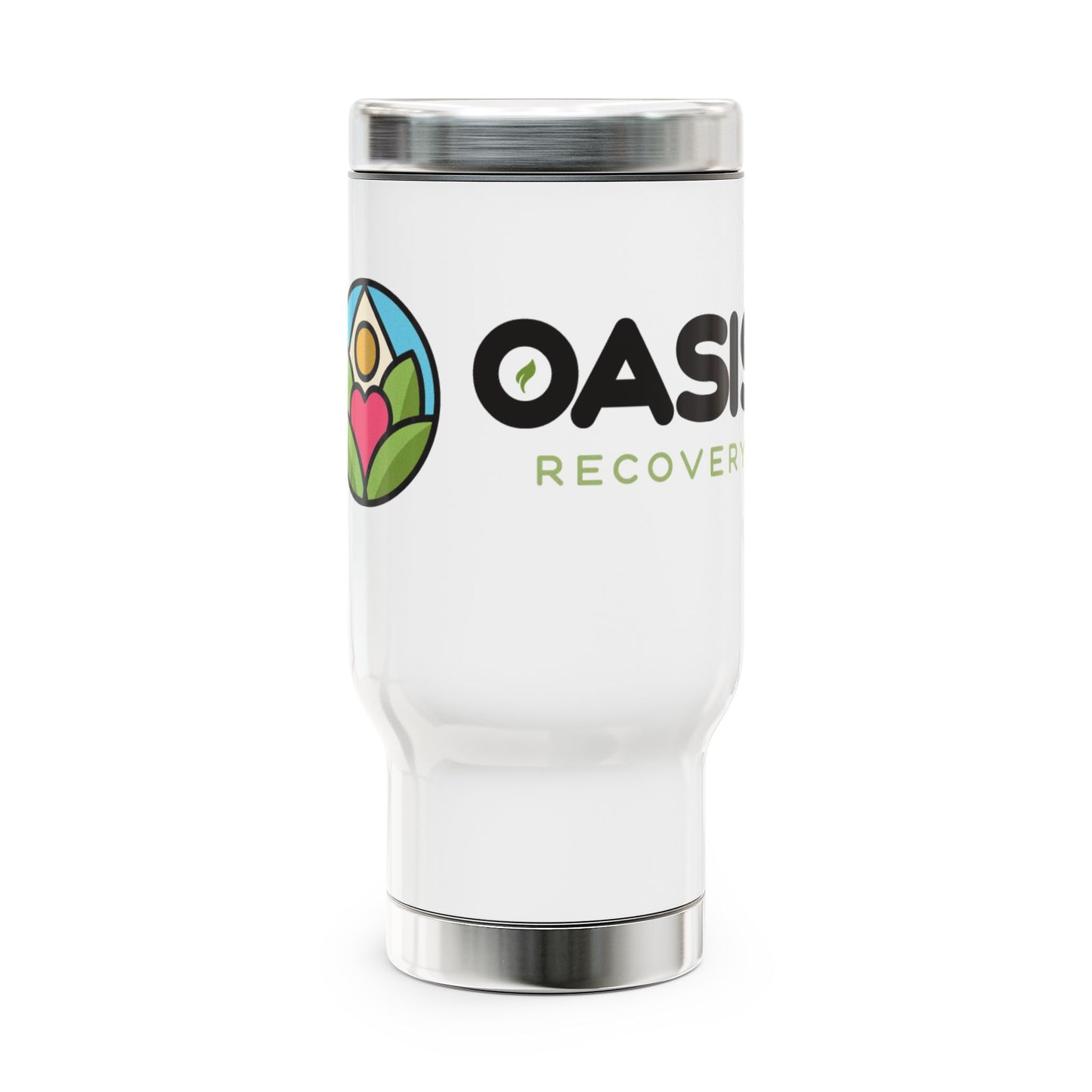 Oasis Recovery Center Stainless Steel Travel Mug with Handle, 14oz