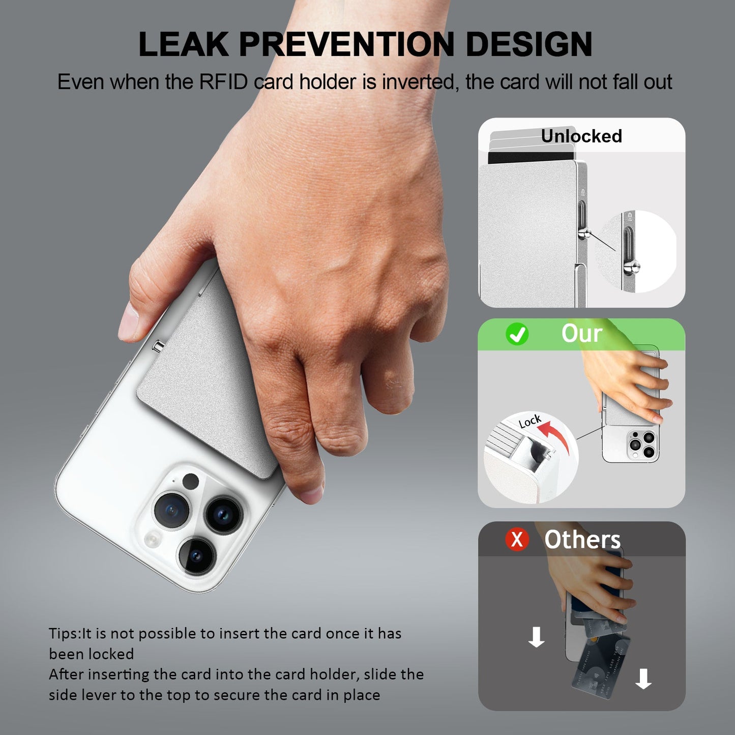 RFID Blocking Wallet Minimalist Slim Card Holder for Magsafe with Adjustable Stand, Metal Pop Up Magnetic Wallet  for Men TOYFID-3