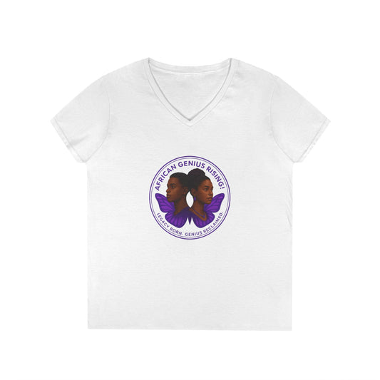 African Genius Rising Ladies' V-Neck T-Shirt