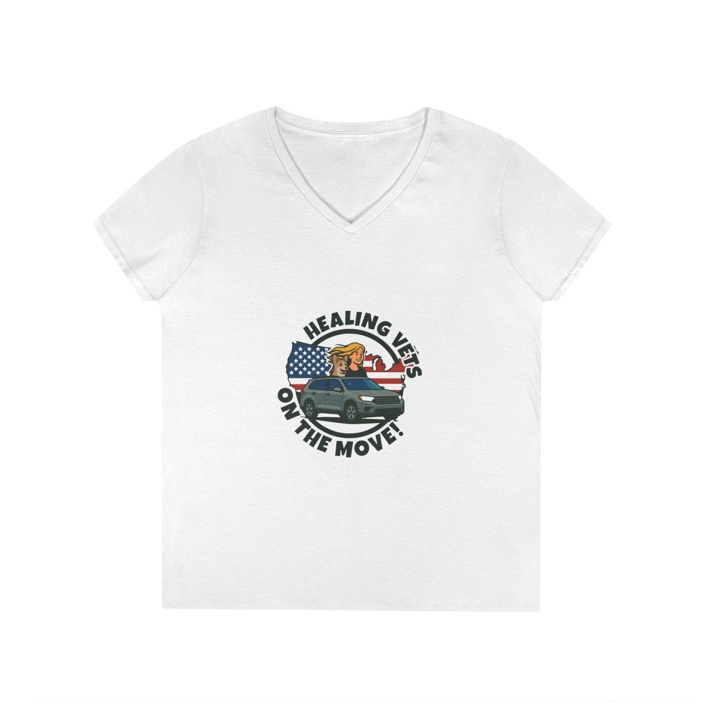 Healing Vets on the Move Ladies' V-Neck T-Shirt
