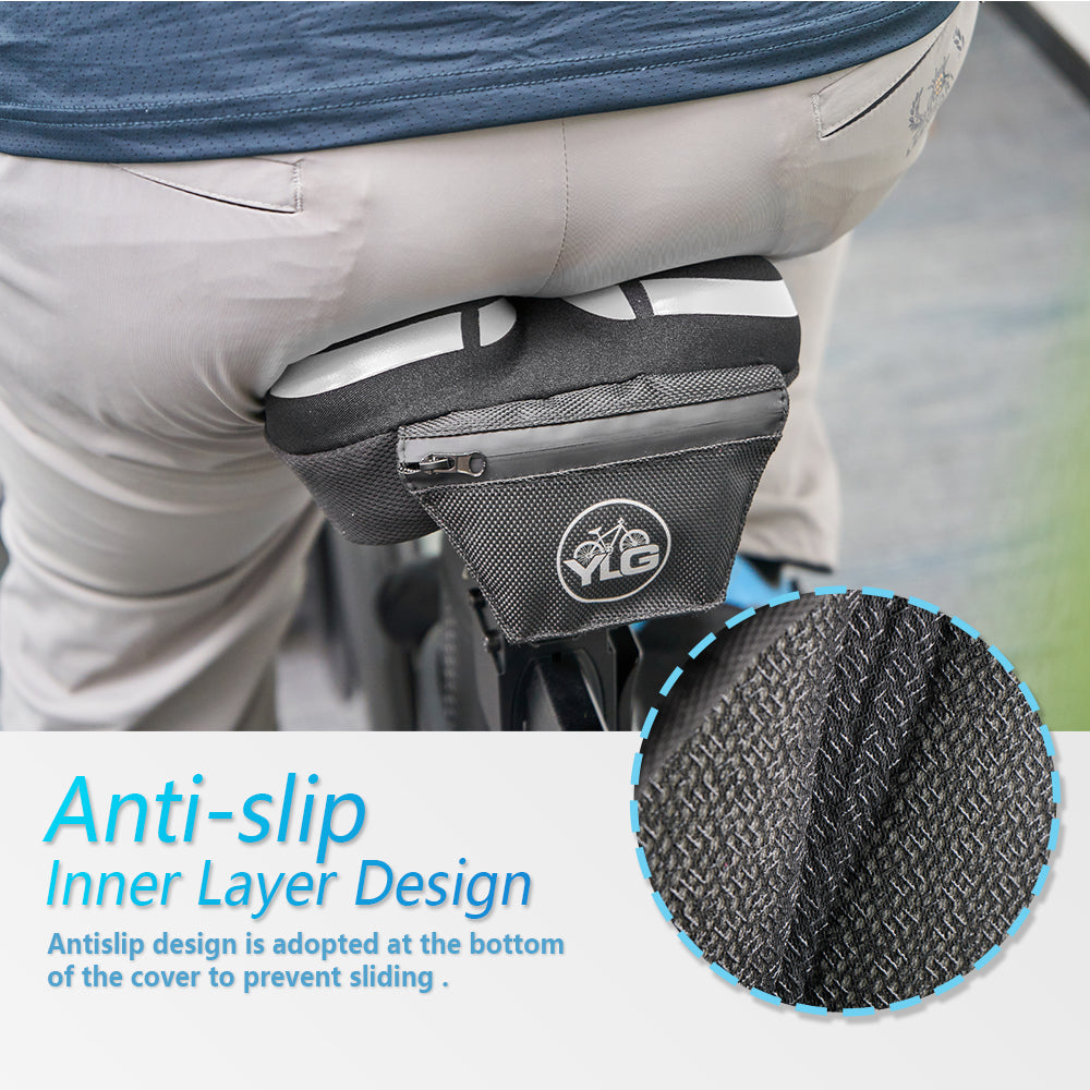 YC 7, YLG Silver White Memory Foam Bike seat Cover  11" x 7" White