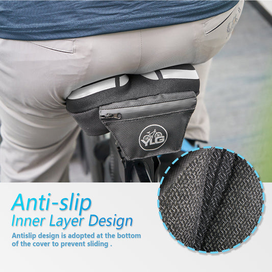 YC 7, YLG Silver White Memory Foam Bike seat Cover  11" x 7" White