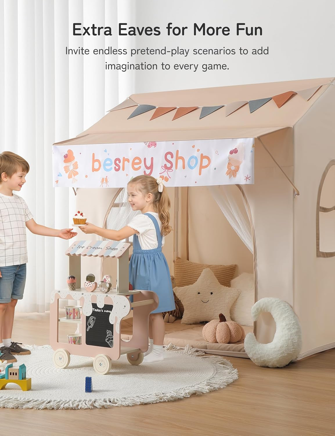 Kids Play Tent Multi functional Eave 51X35X47 Inches