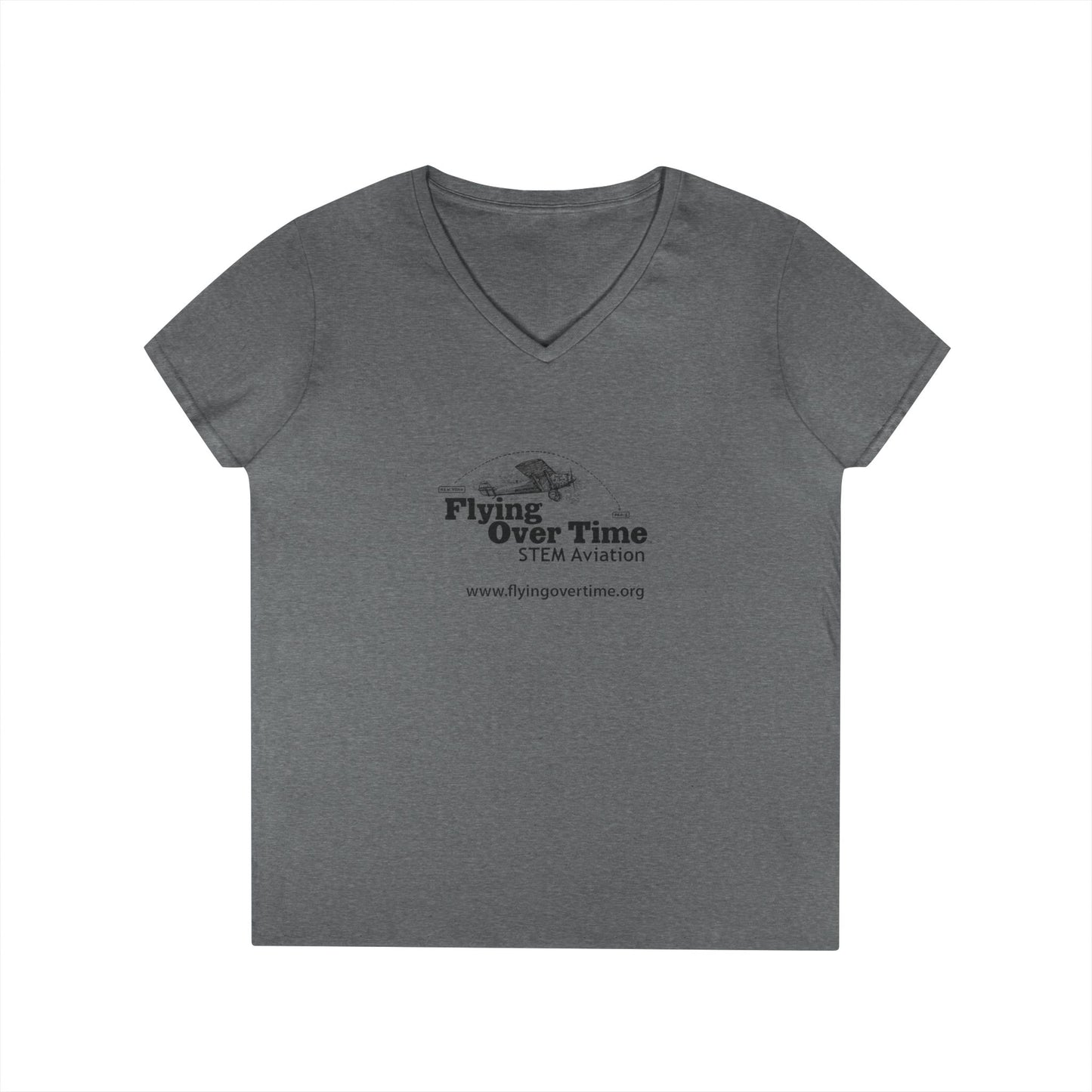 Flying Over Time Ladies' V-Neck T-Shirt