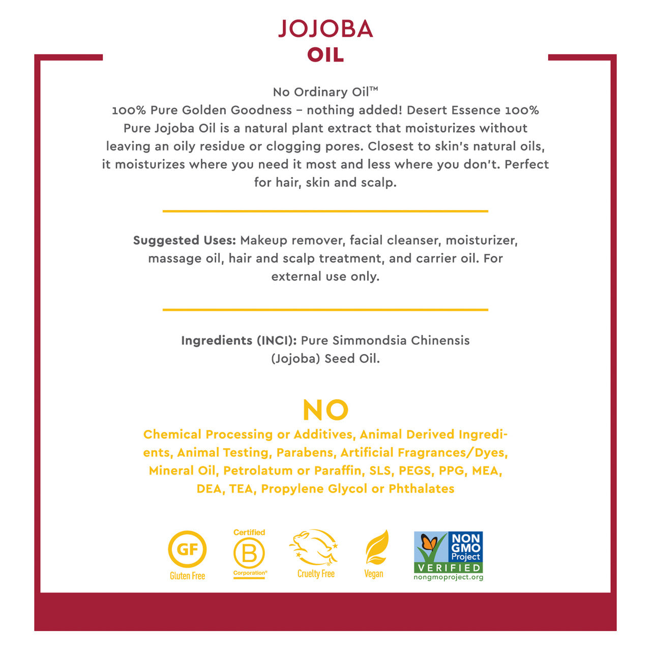 Desert Essence Jojoba Oil 100% Pure (1x4 Oz)