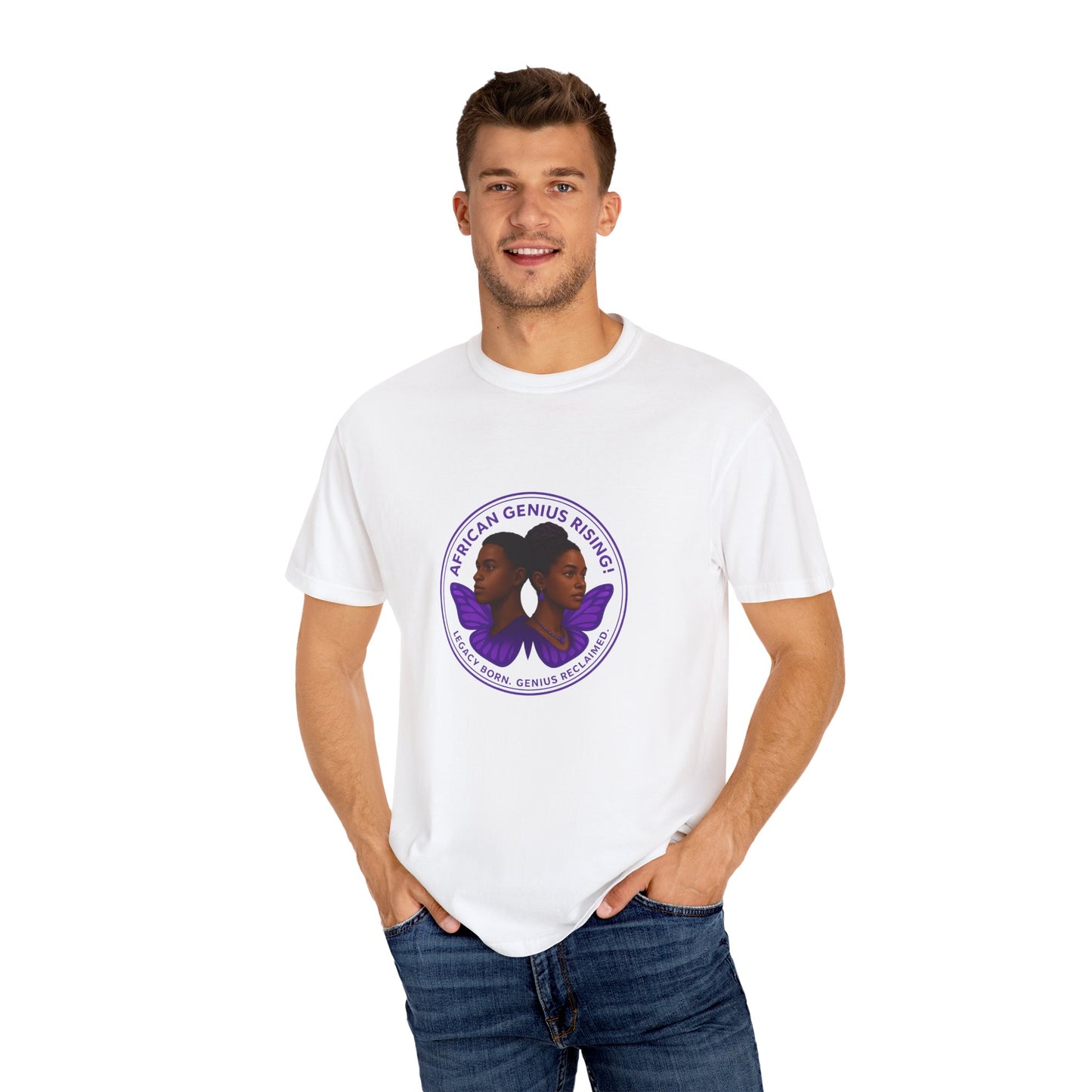 African Genius Rising Unisex Garment-Dyed T-shirt